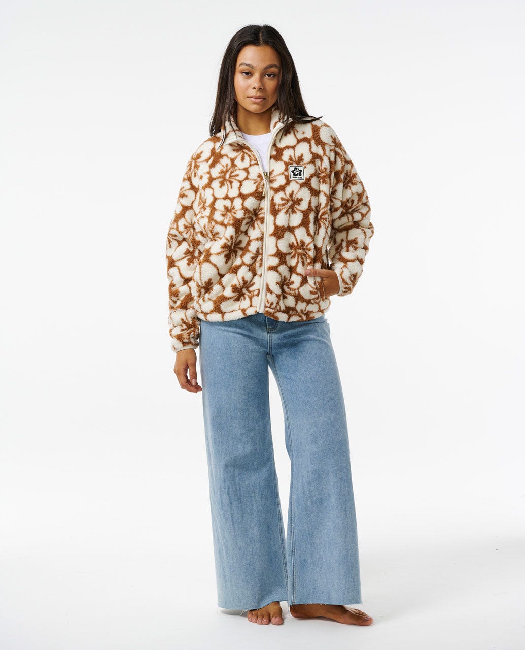 Hibiscus Heat Polar Fleece Zip Through