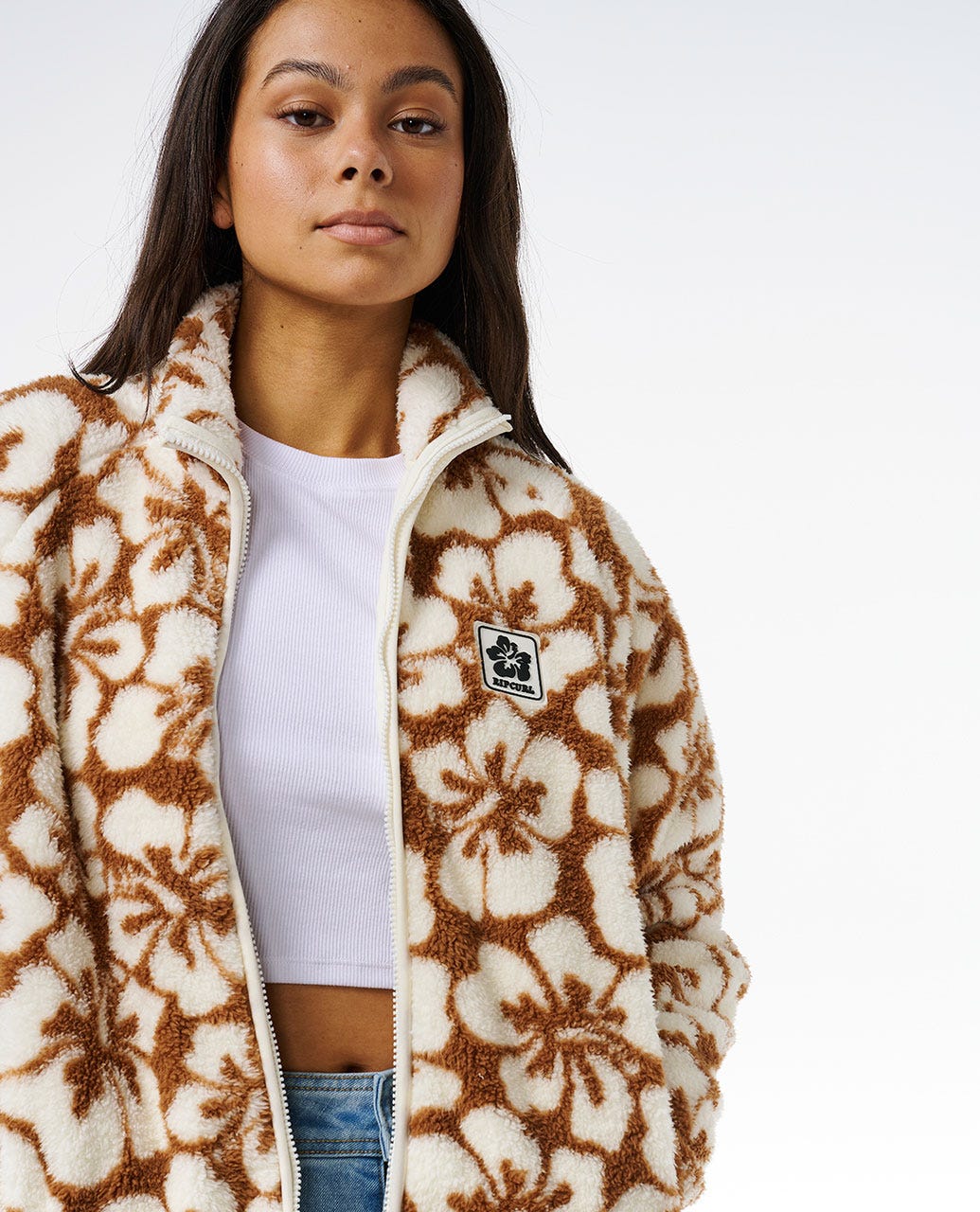 Hibiscus Heat Polar Fleece Zip Through