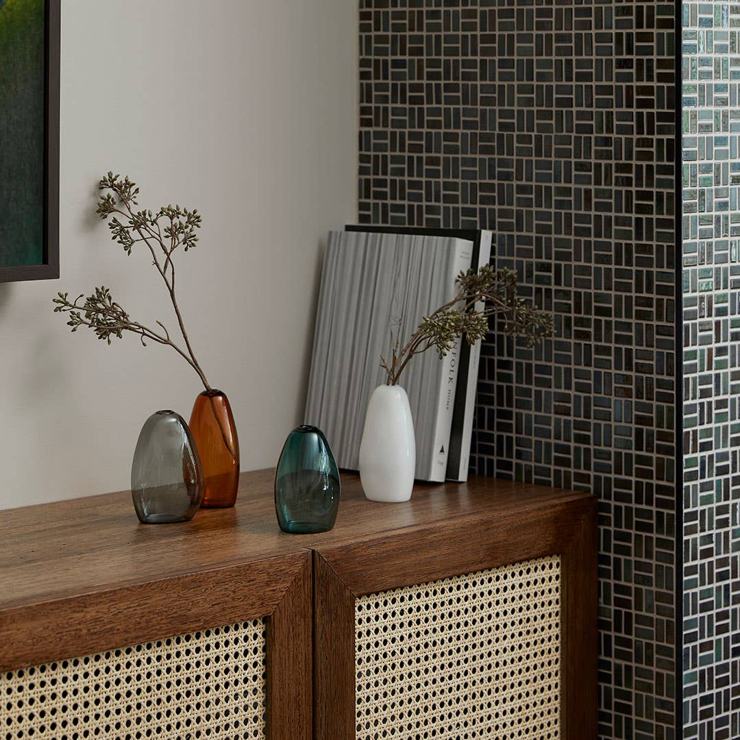 Pebble Stone Shaped Glass Vase - Charcoal