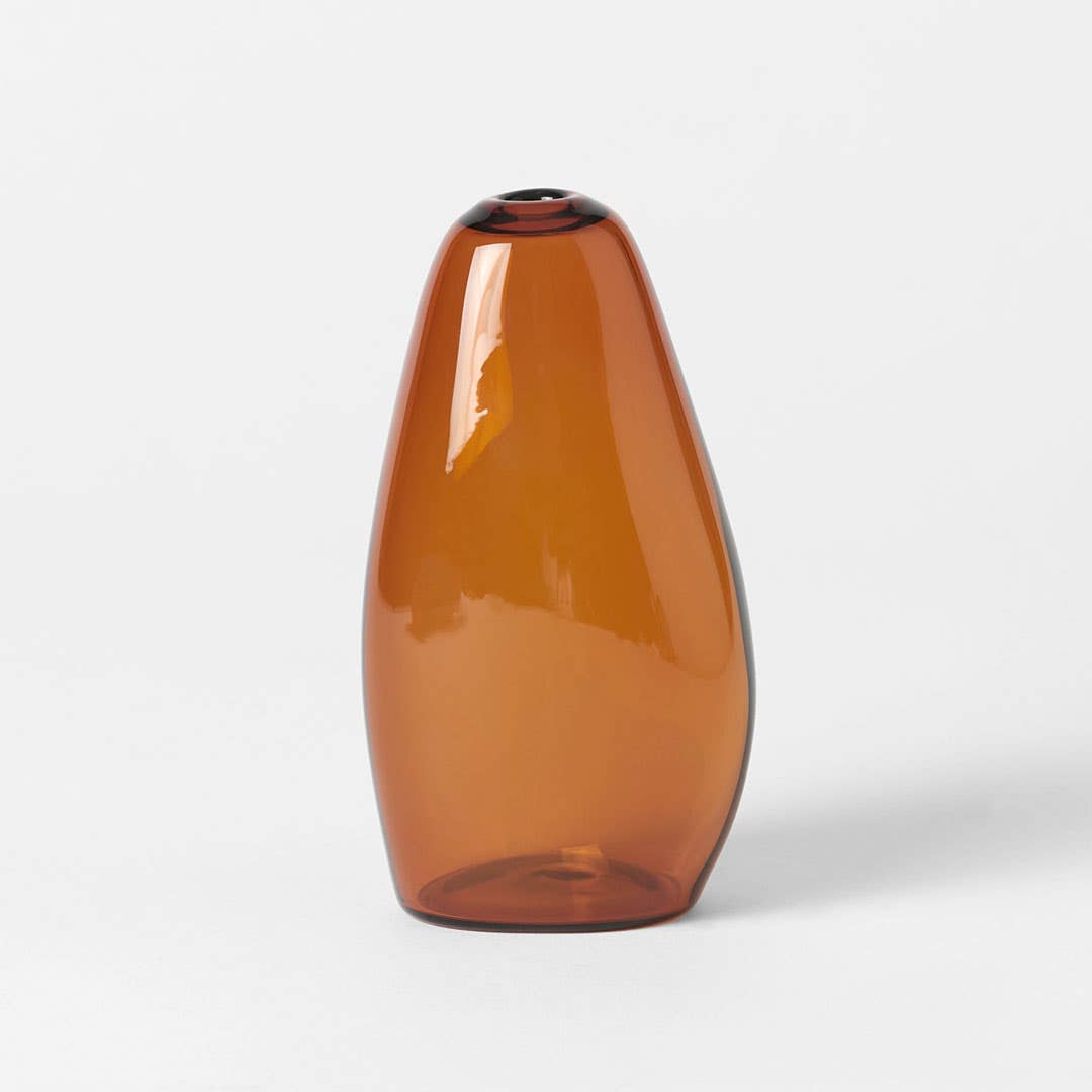 Pebble Stone Shaped Glass Vase - Amber