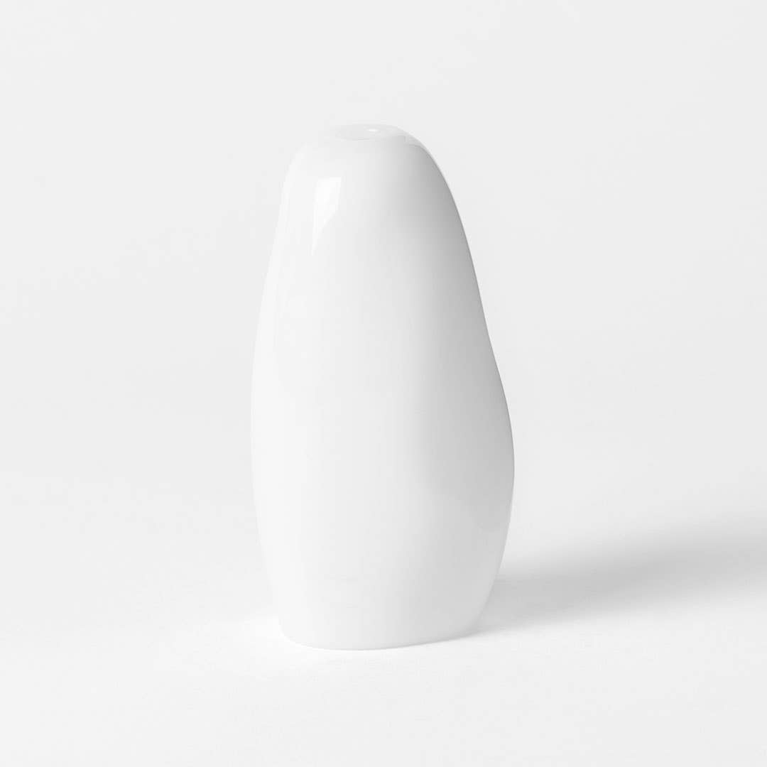 Pebble Stone Shaped Glass Vase - White