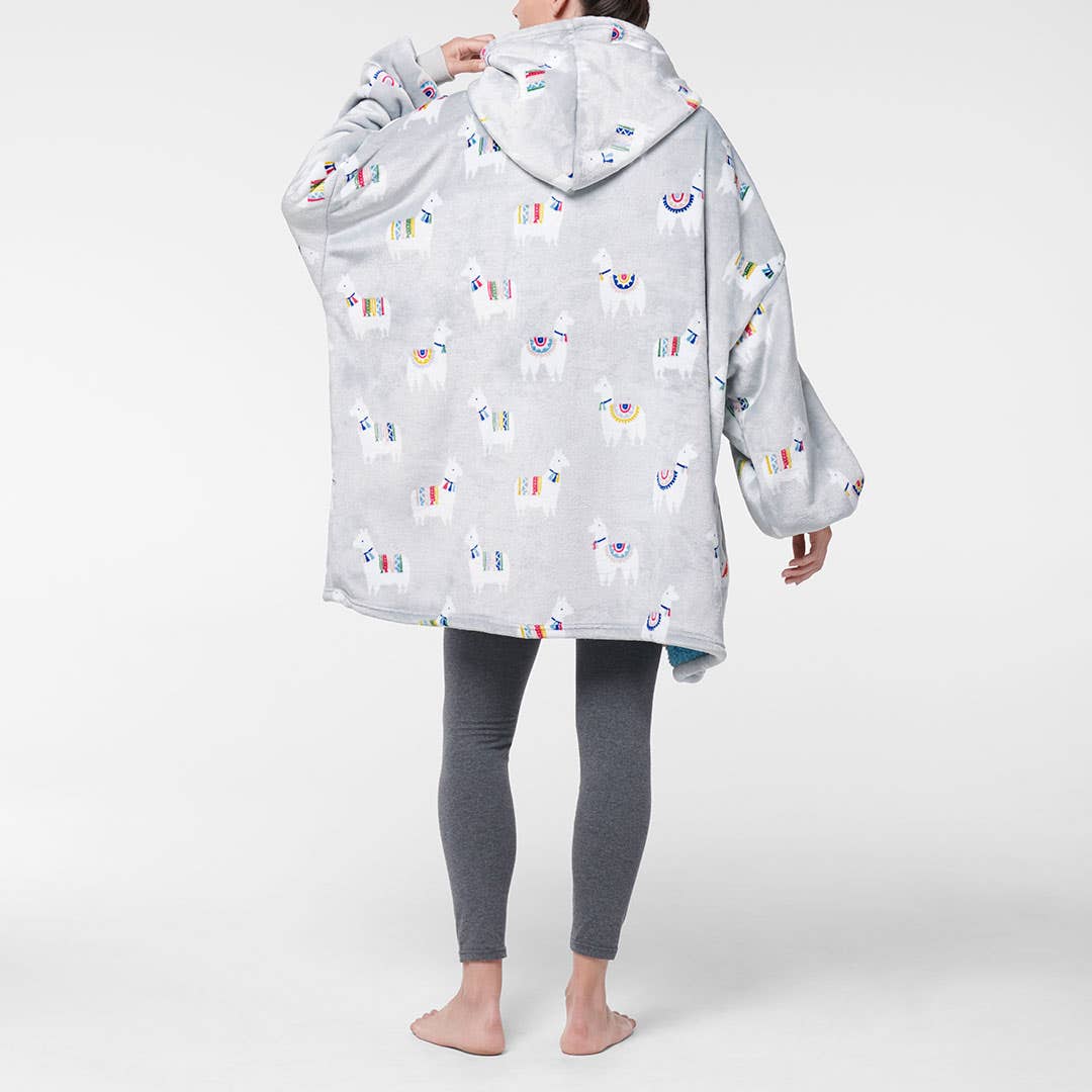 Llama Hooded Sherpa Blanket