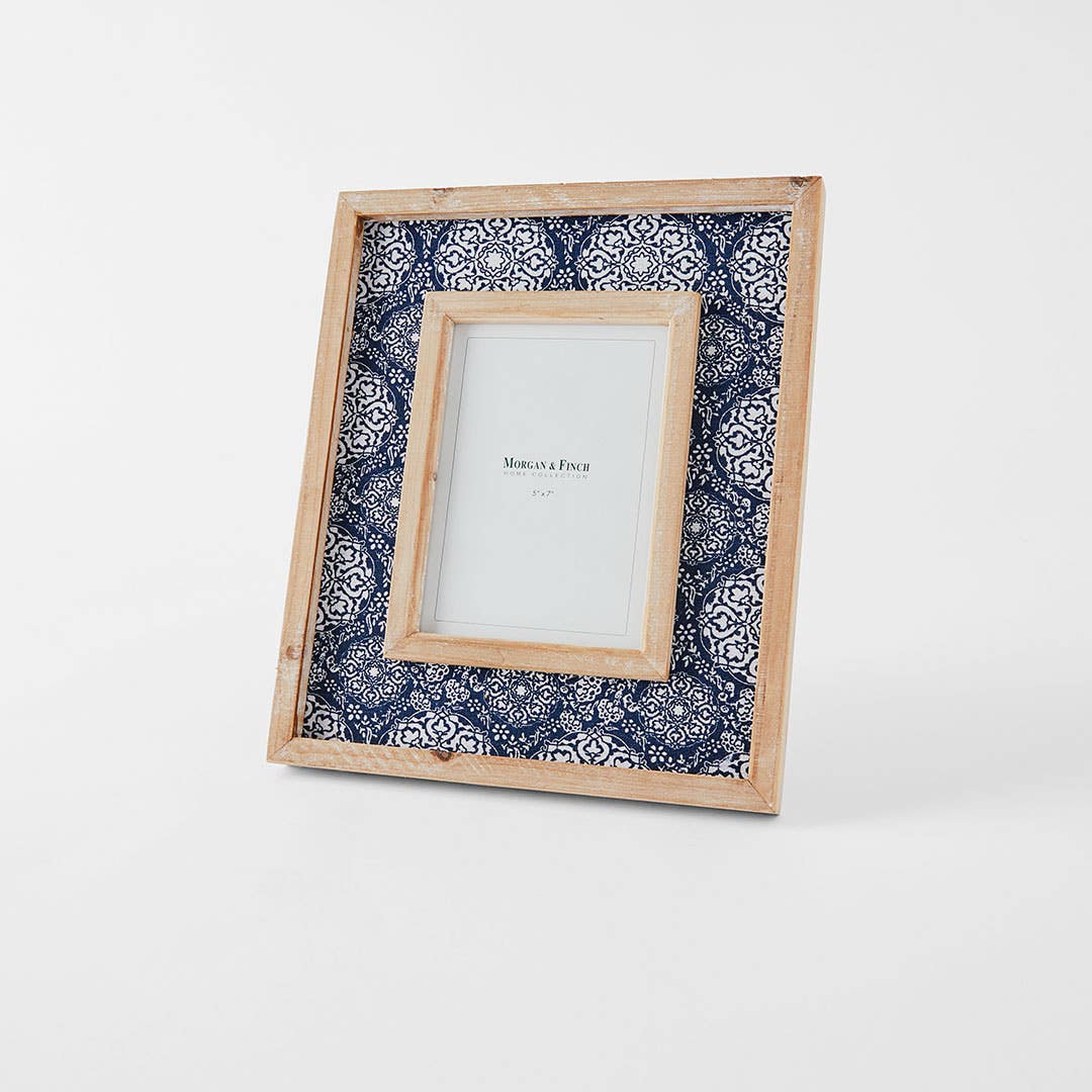 Flora Print 5x7 Frame - Natural/Blue