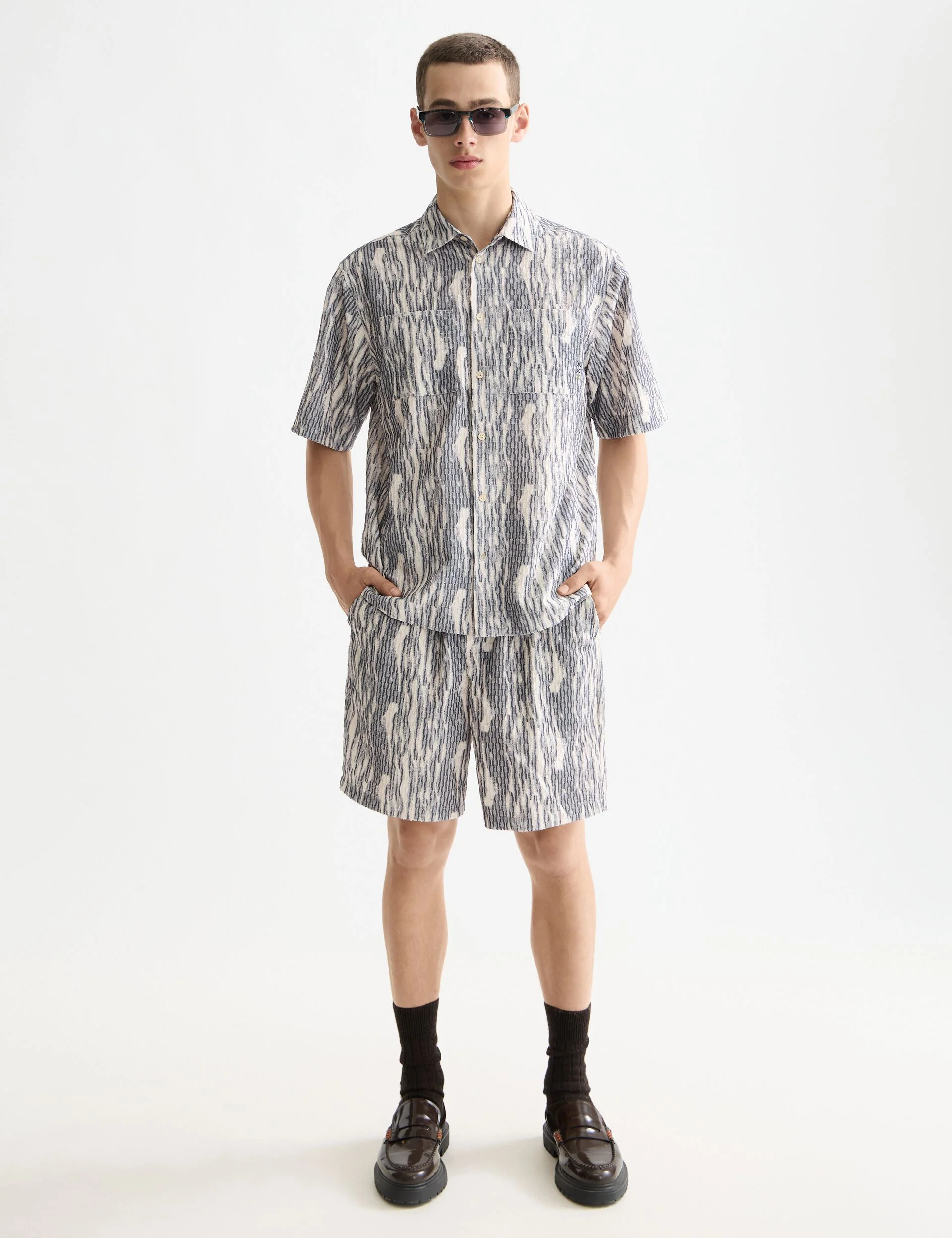Jacquard short-sleeved shirt