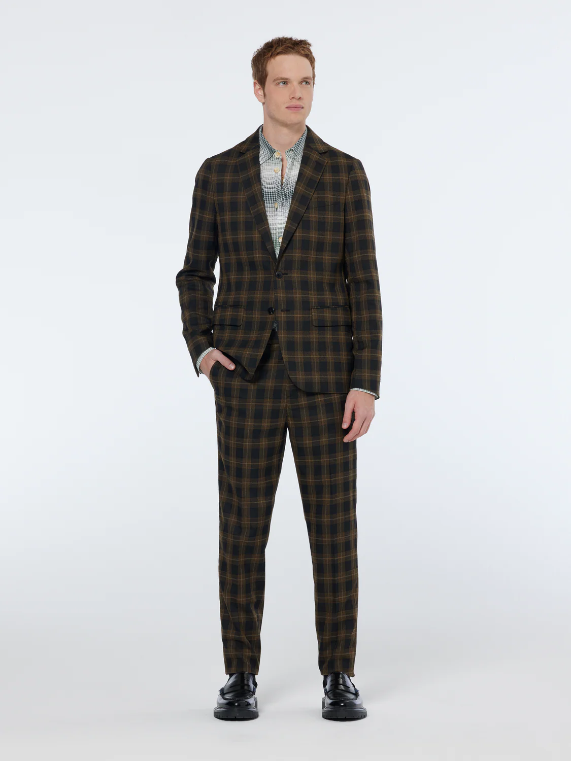 Single-Breasted Yarn-Dyed Check Regular Fit Blazer