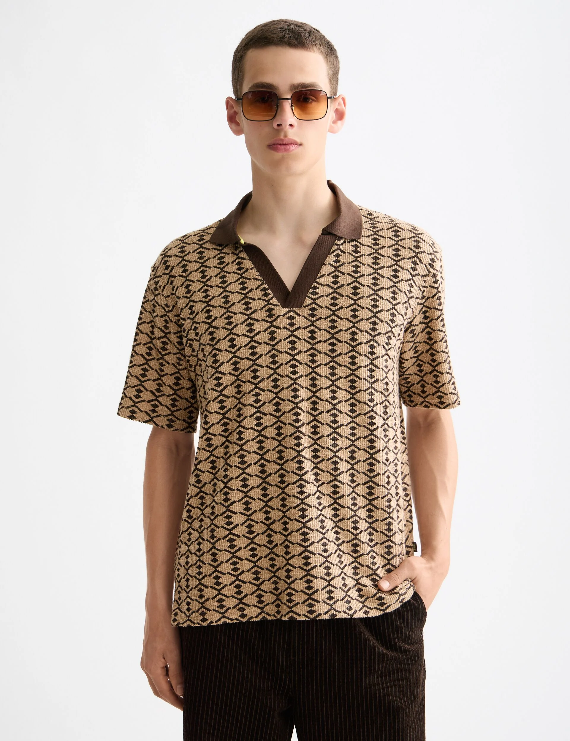 Towelling printed relaxed fit polo