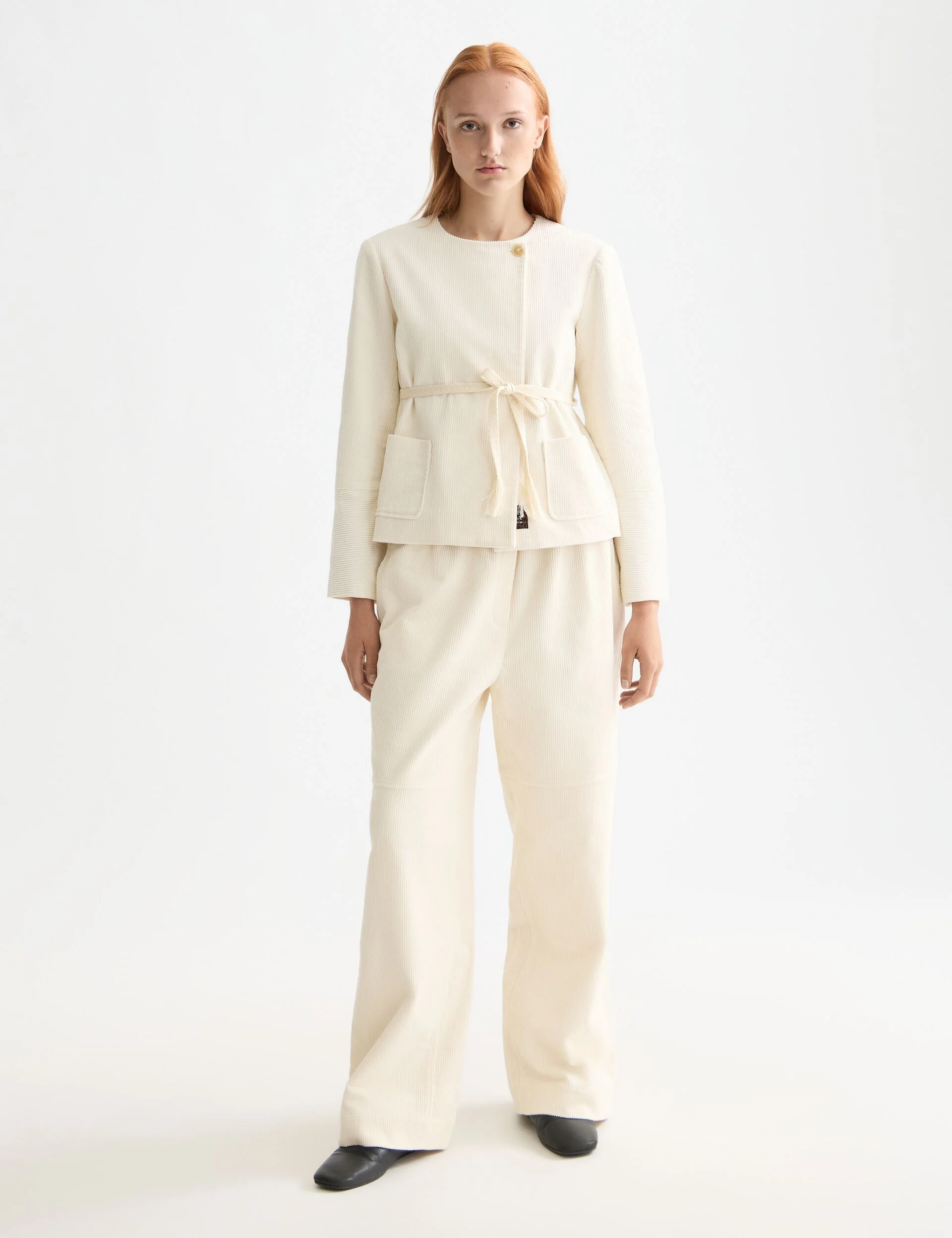 Relaxed collarless jacket