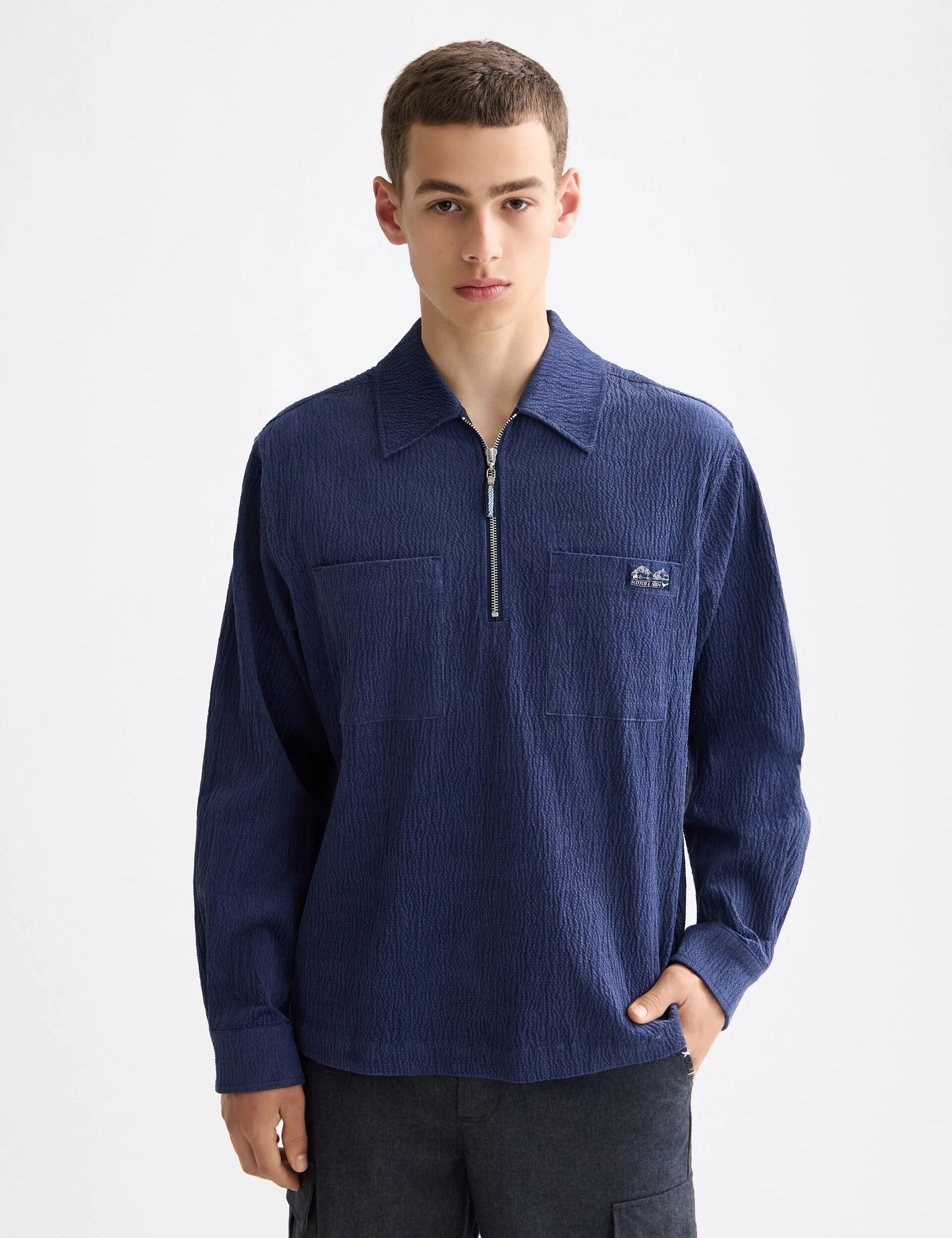 Quarter zip corduroy shirt