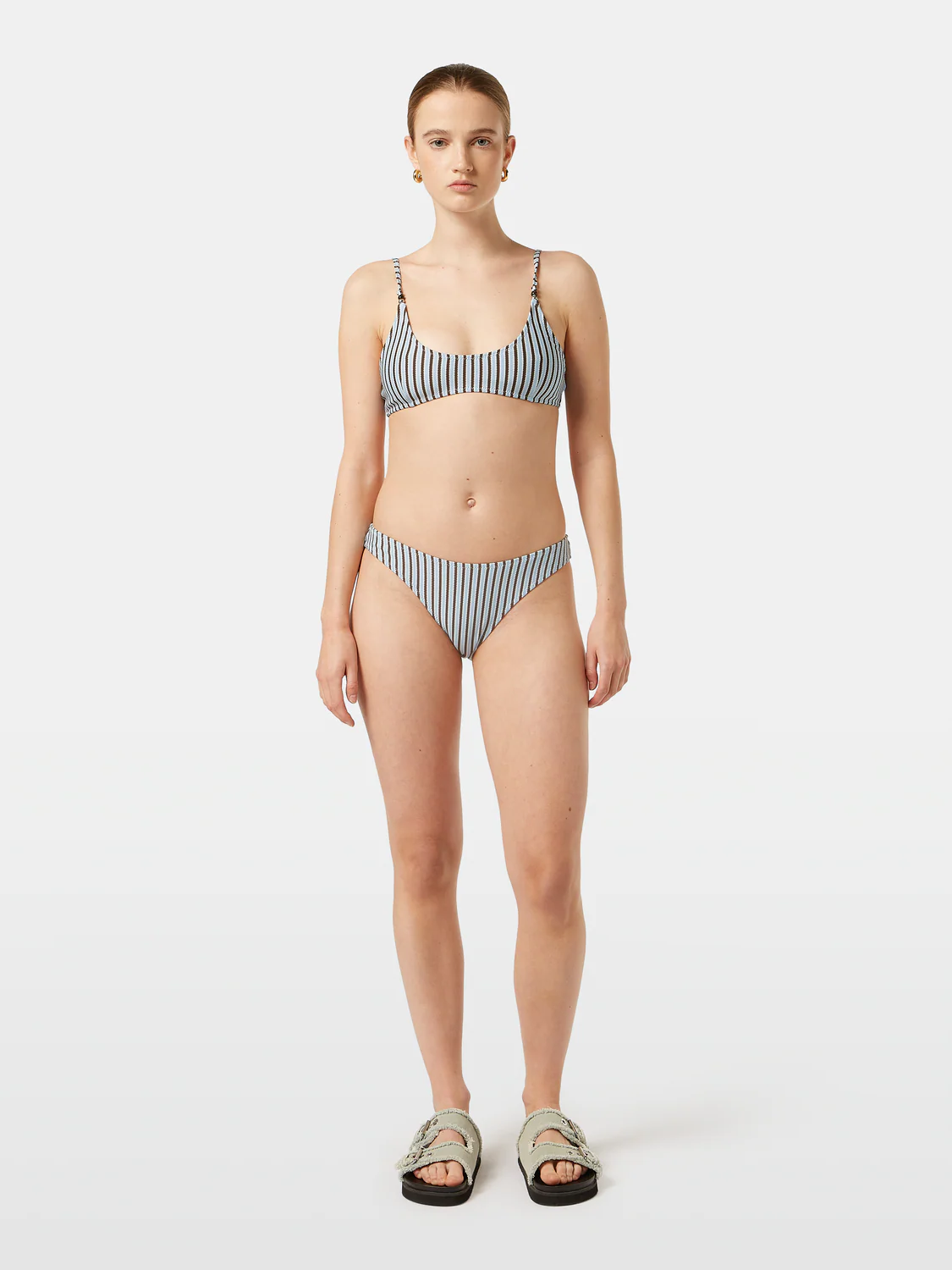 Textured Stripe Bikini Bottom