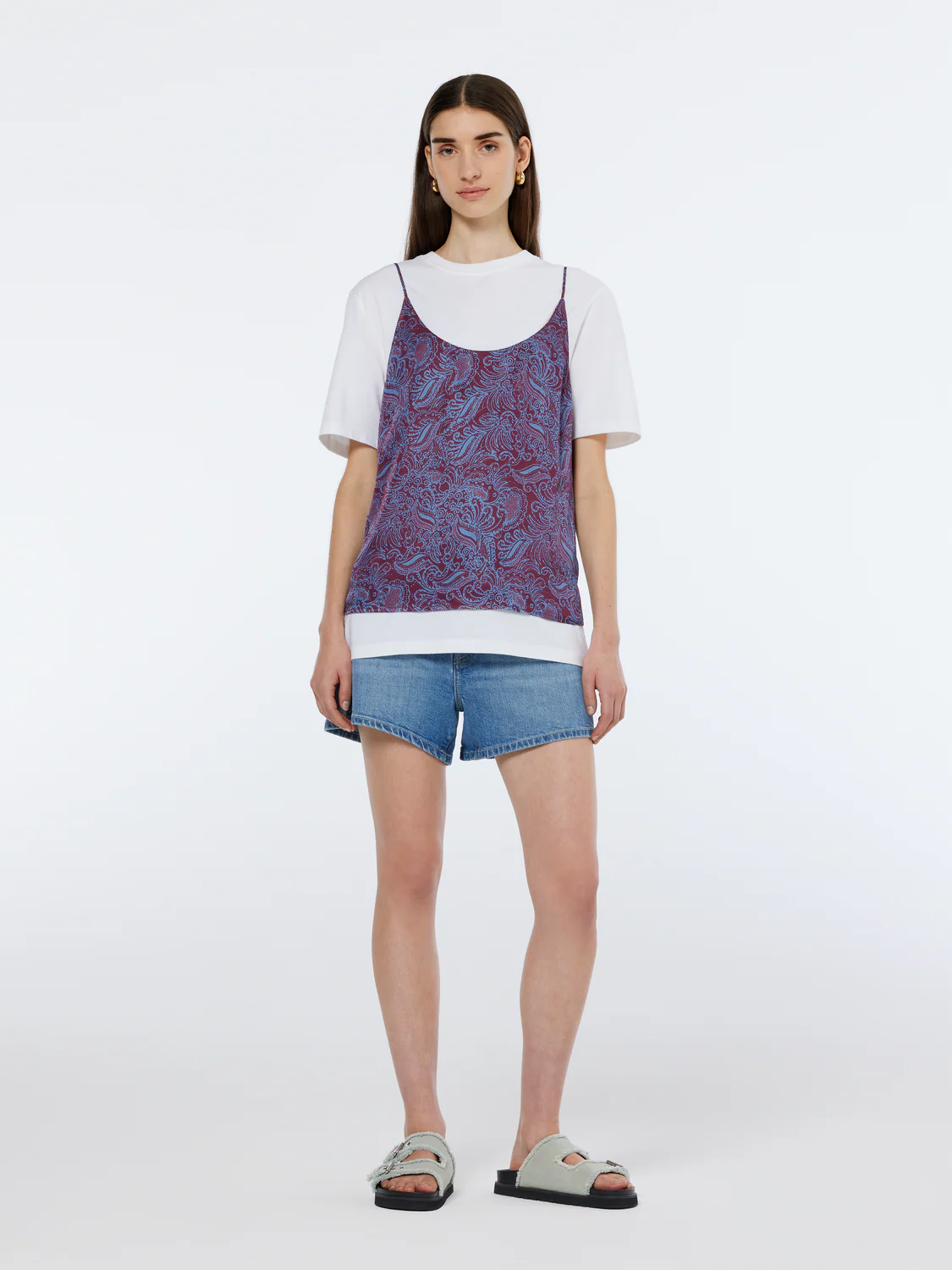 Paisley Jersey Woven Tank Top