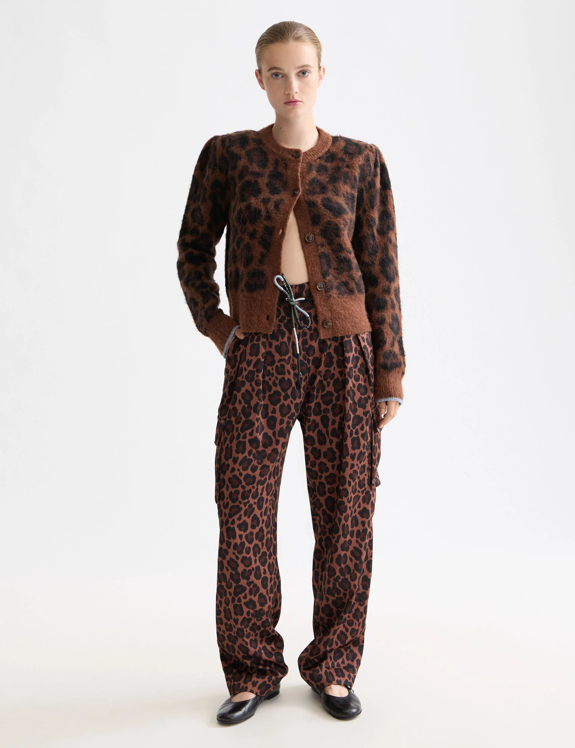 Faye high-rise tapered leg satin cargo pant