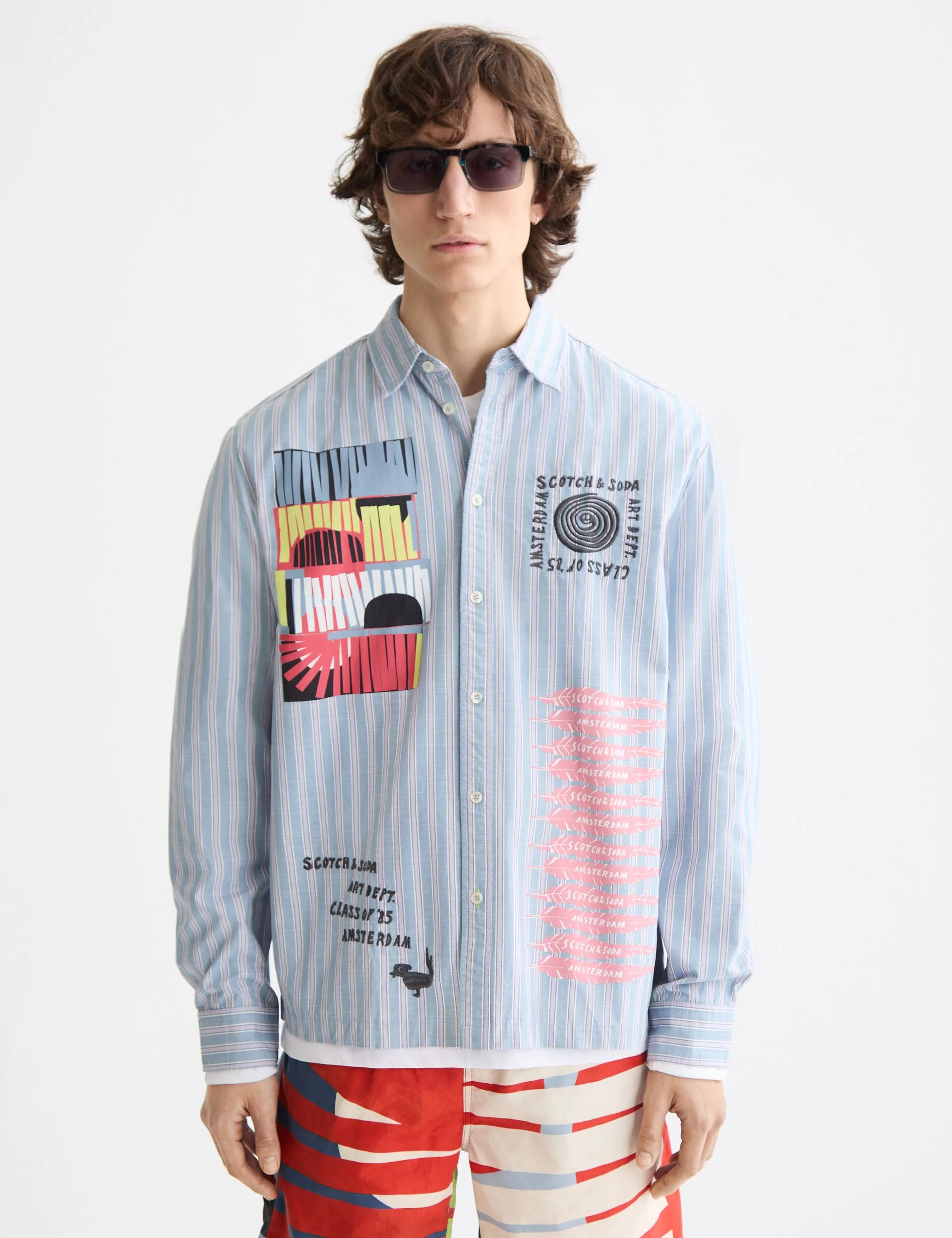 Graphic Patchwork Striped Oxford