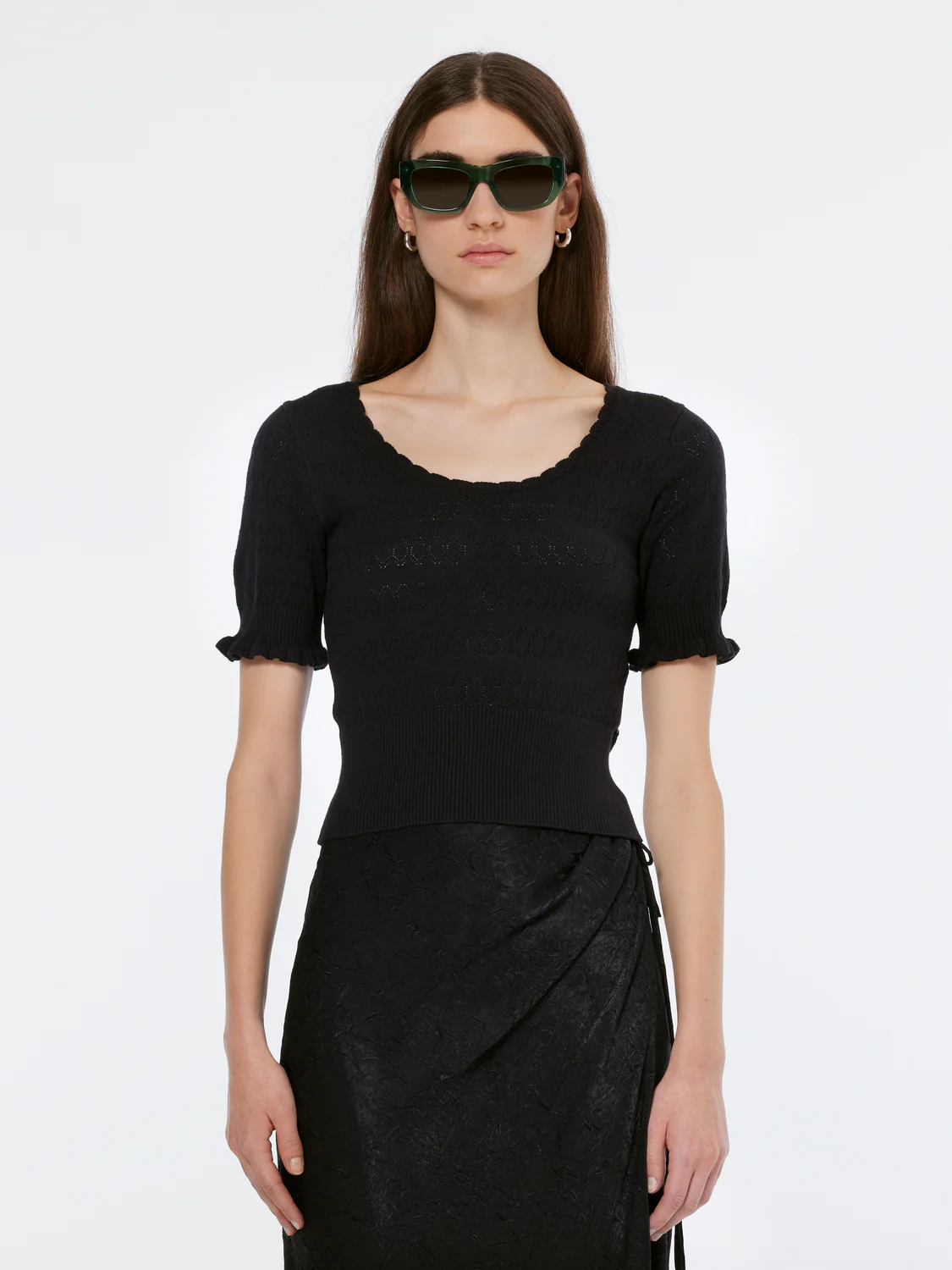 Pointelle Stitch Knit Top