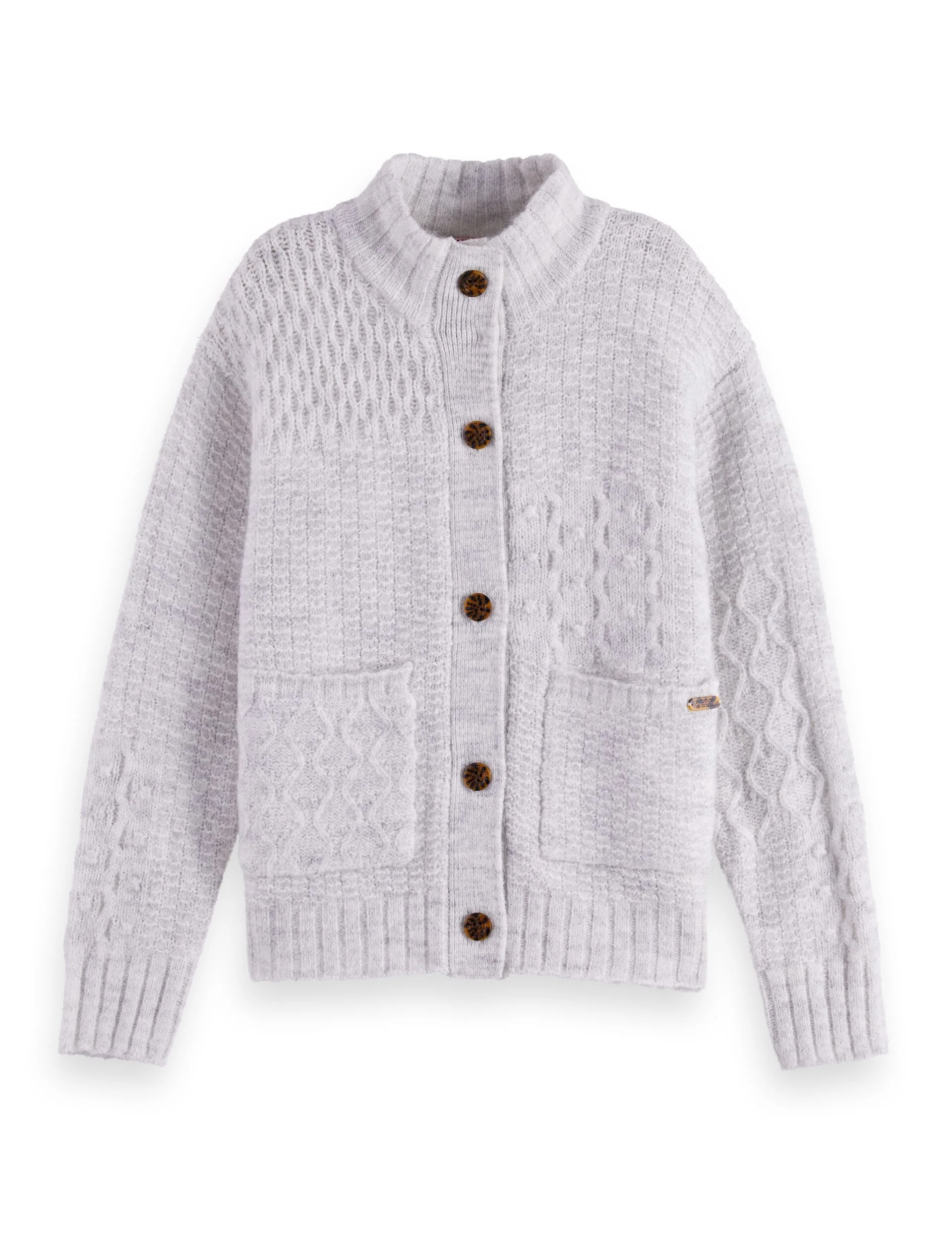 Girls' Patchwork melange alpaca-blend cardigan