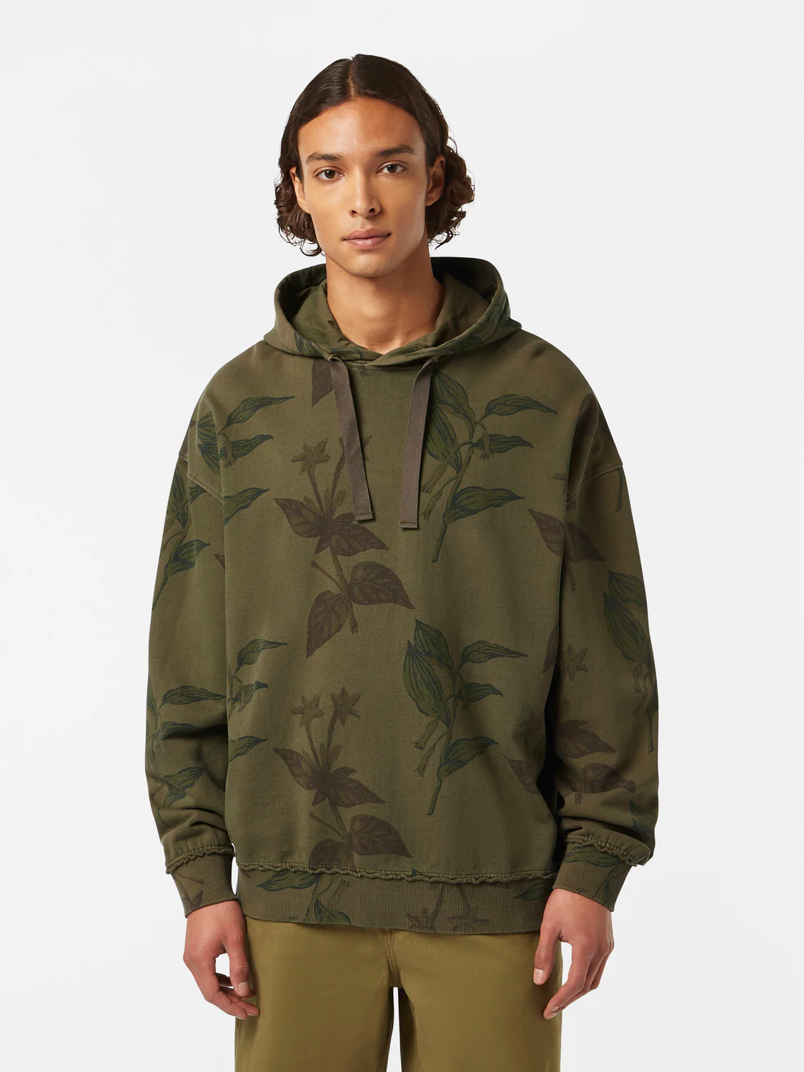 Leaf Print Loose Fit Hoodie