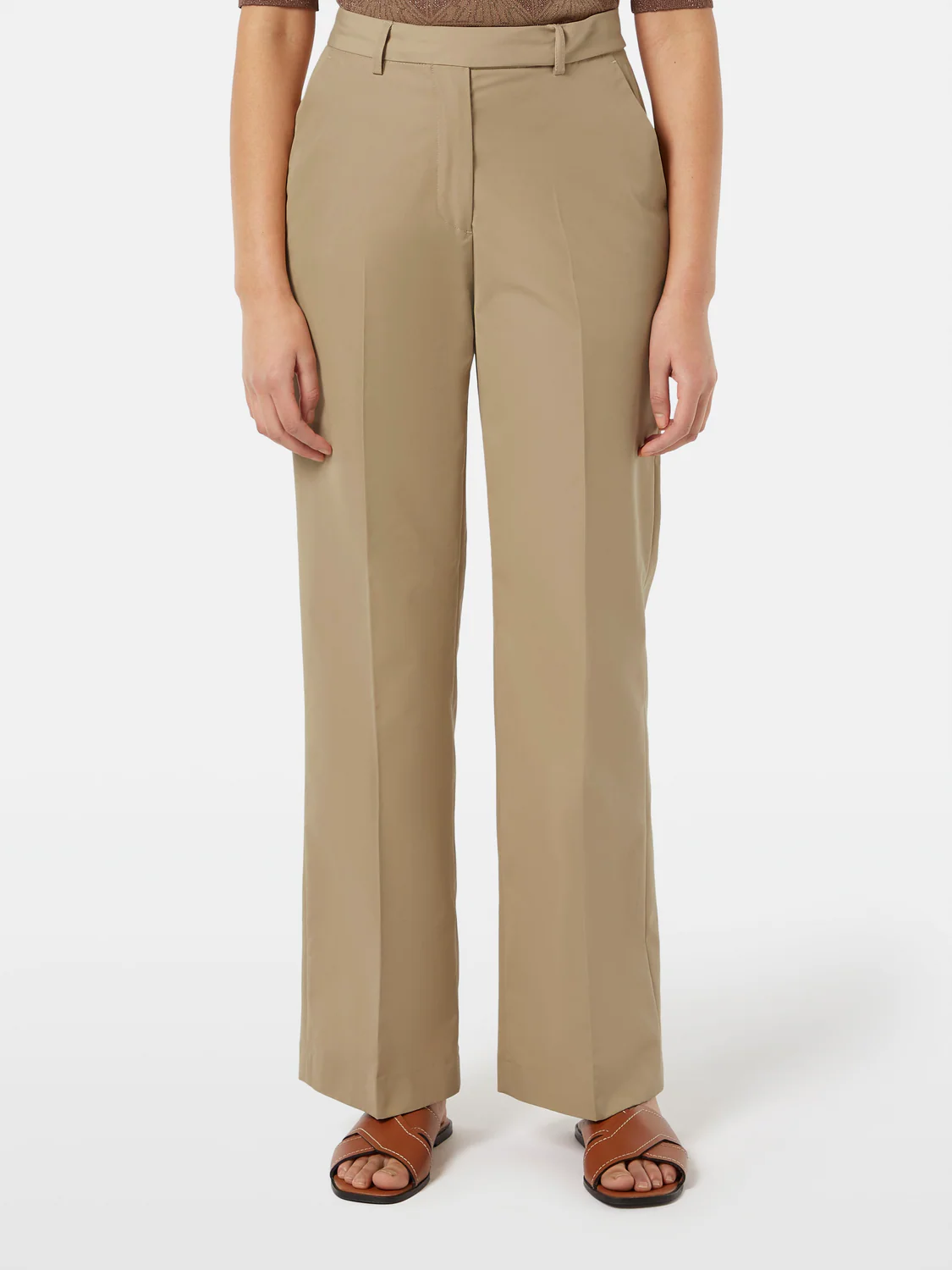 Edie Tailored Wide-Leg Fixed Belt Pant