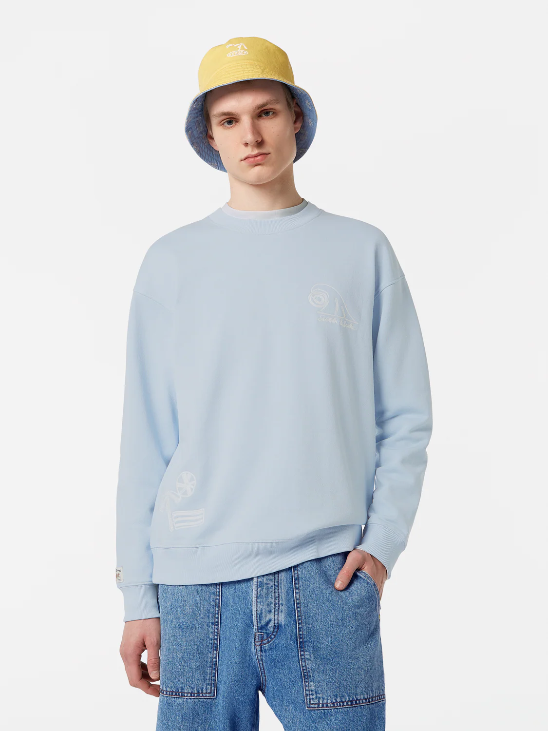 Relaxed-Fit Slub Embroidered Sweatshirt