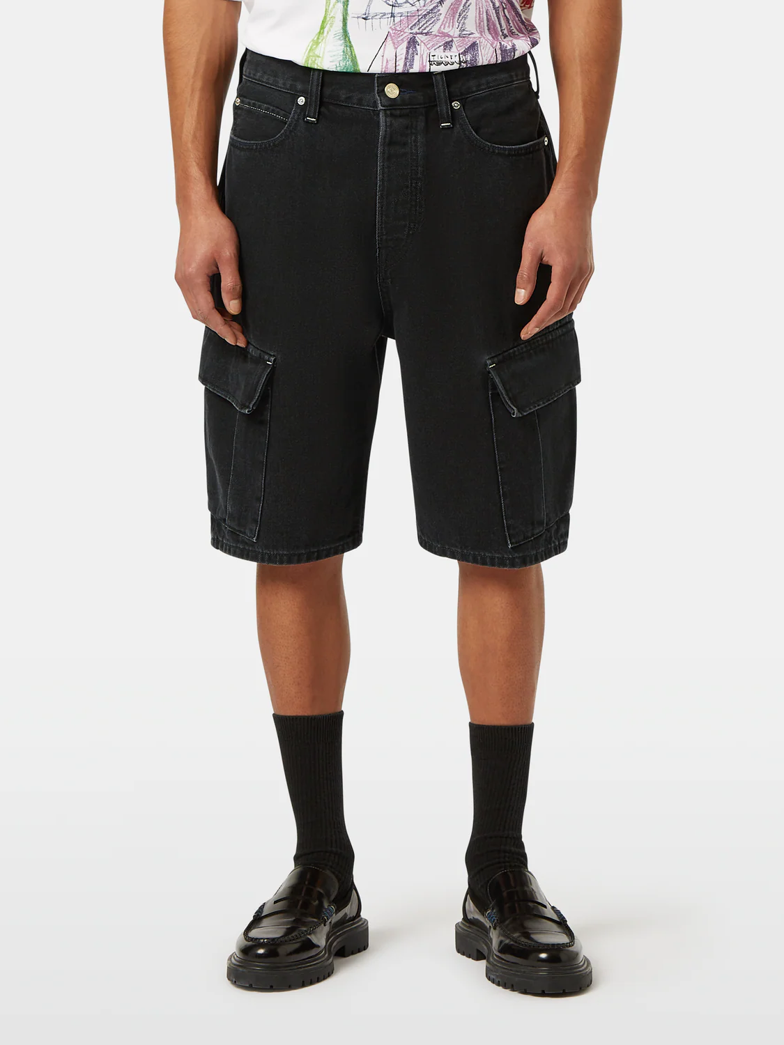 The Strand Loose Denim Cargo Short | Black Buzz