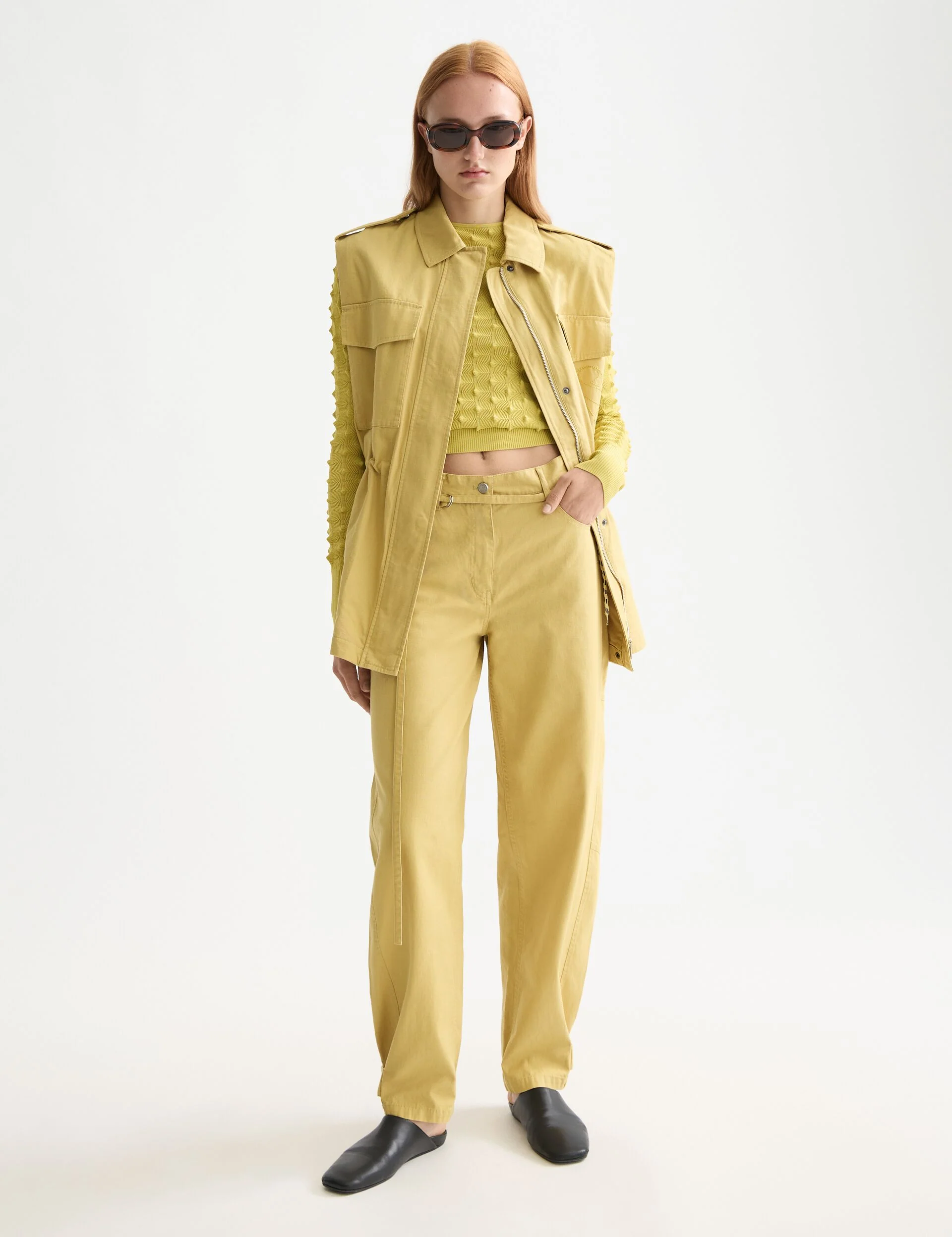 Slash neck textured stitch pullover