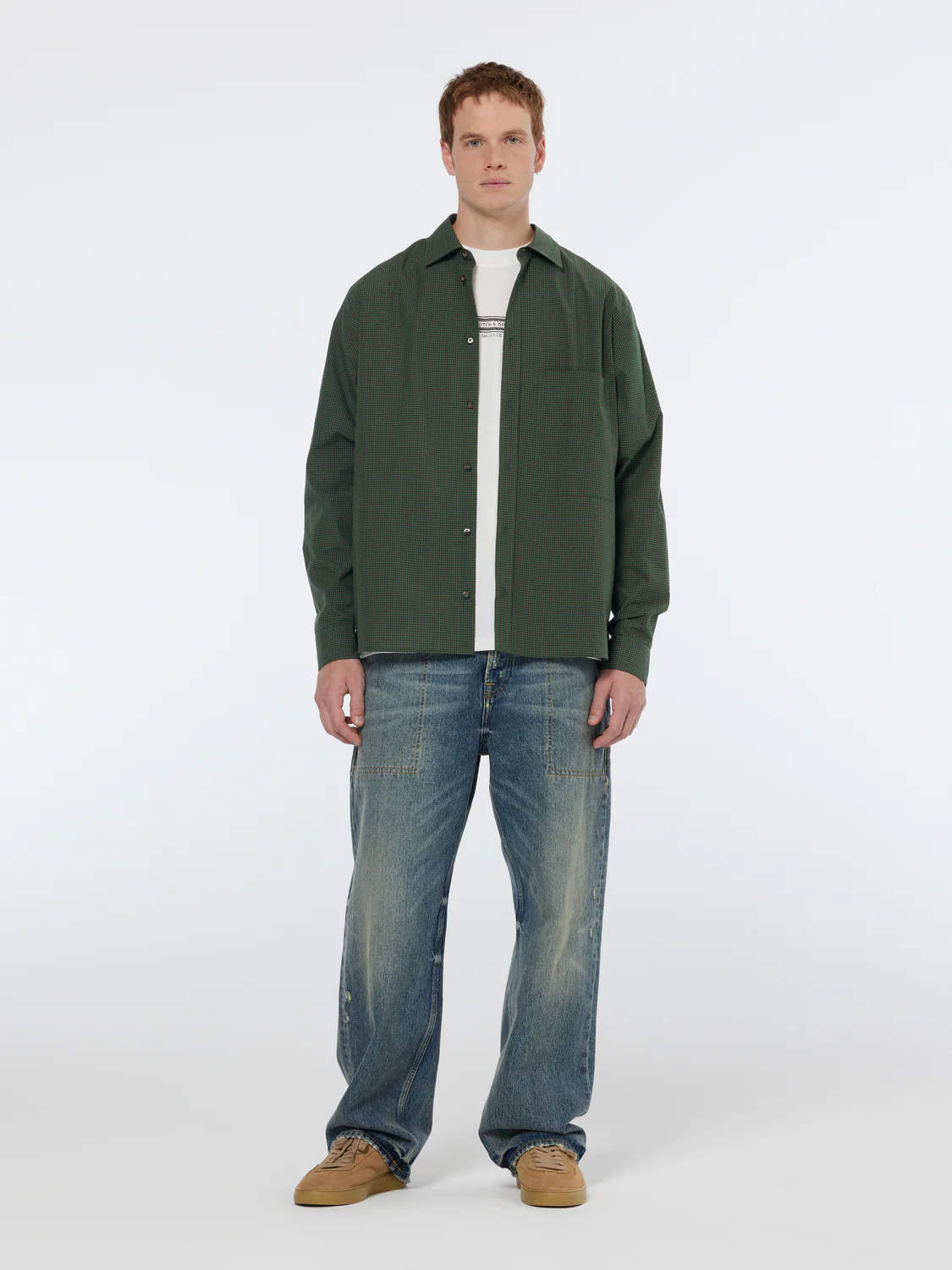 Relaxed Fit Yarn-Dyed Micro-Check Shirt