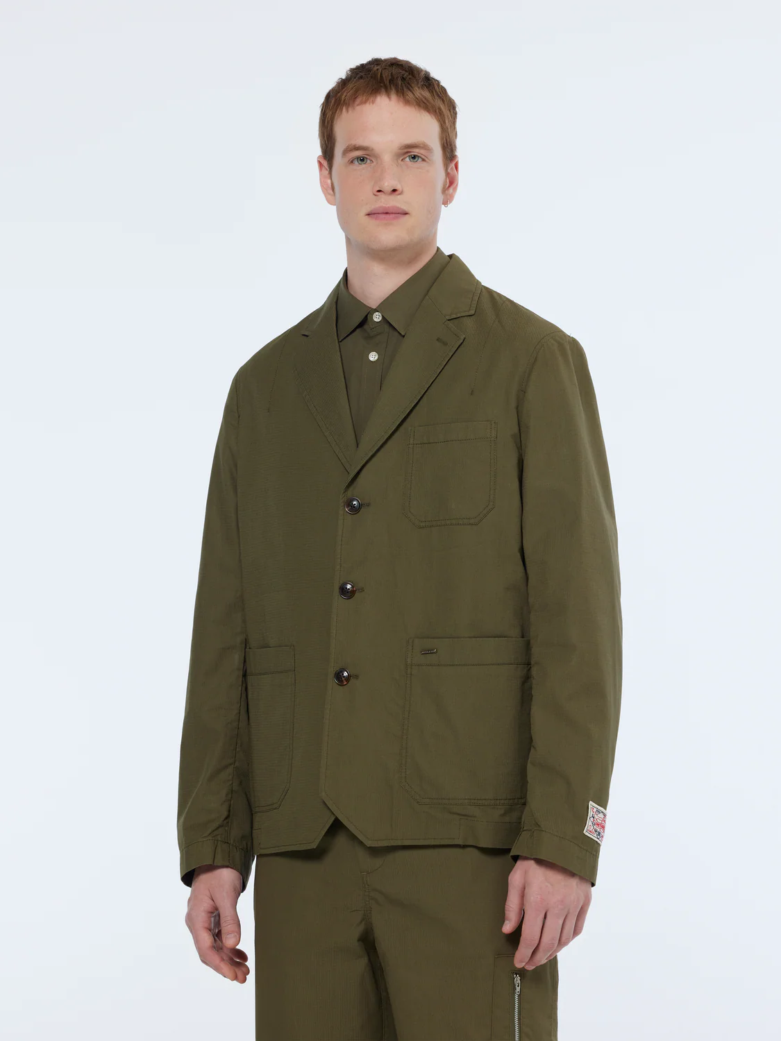 Relaxed Fit Unconstructed Cotton-Ripstop Military Blazer