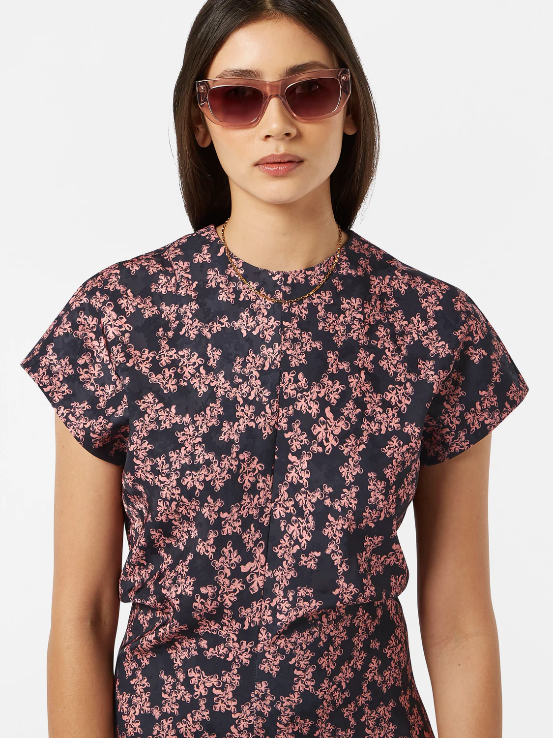 Jacquard Midi Satin Dress