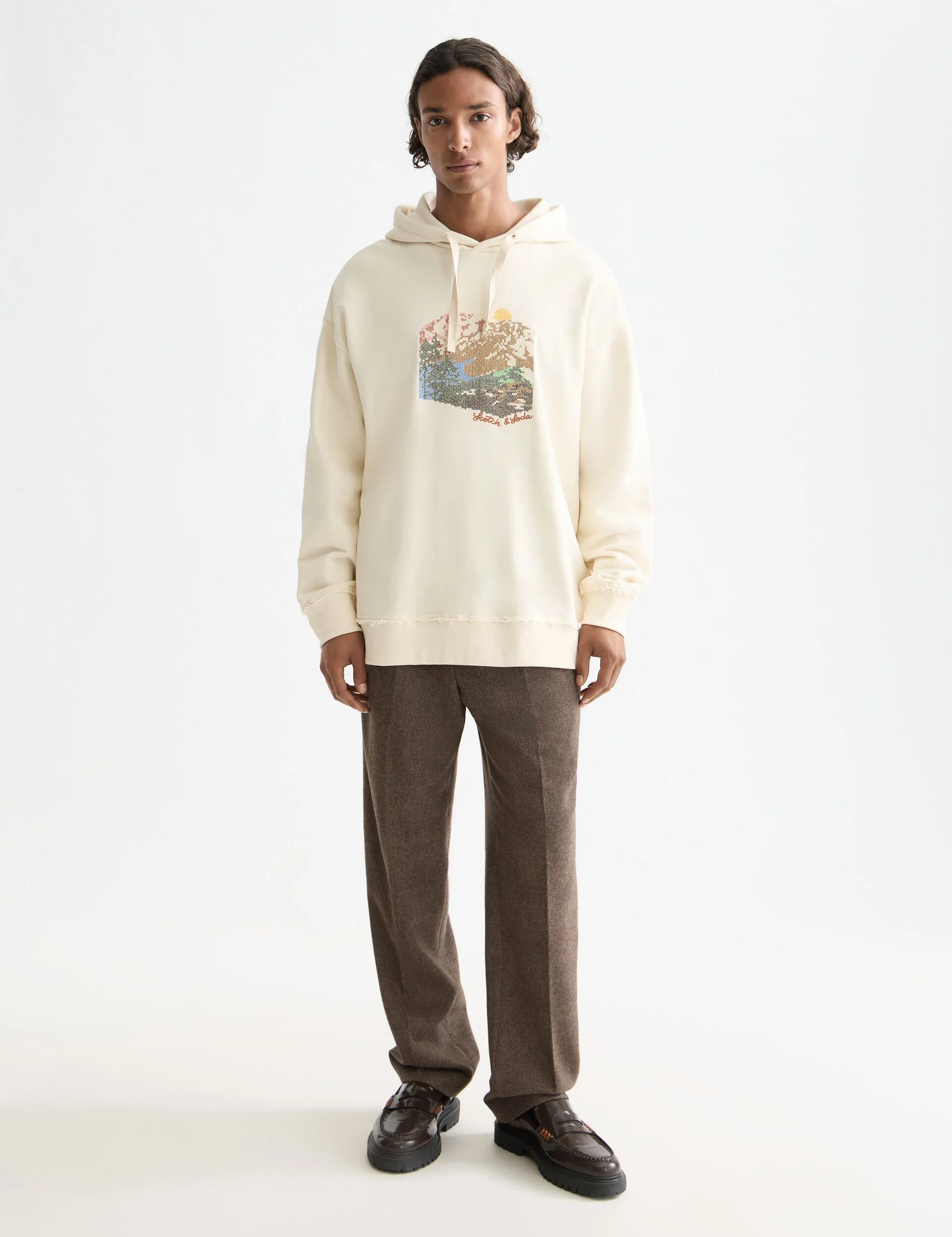 Loose Fit Embroidered Artwork Hoodie