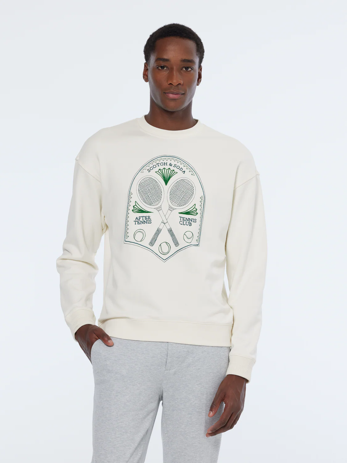 Embroidered Tennis Artwork Relaxed Fit Sweatshirt