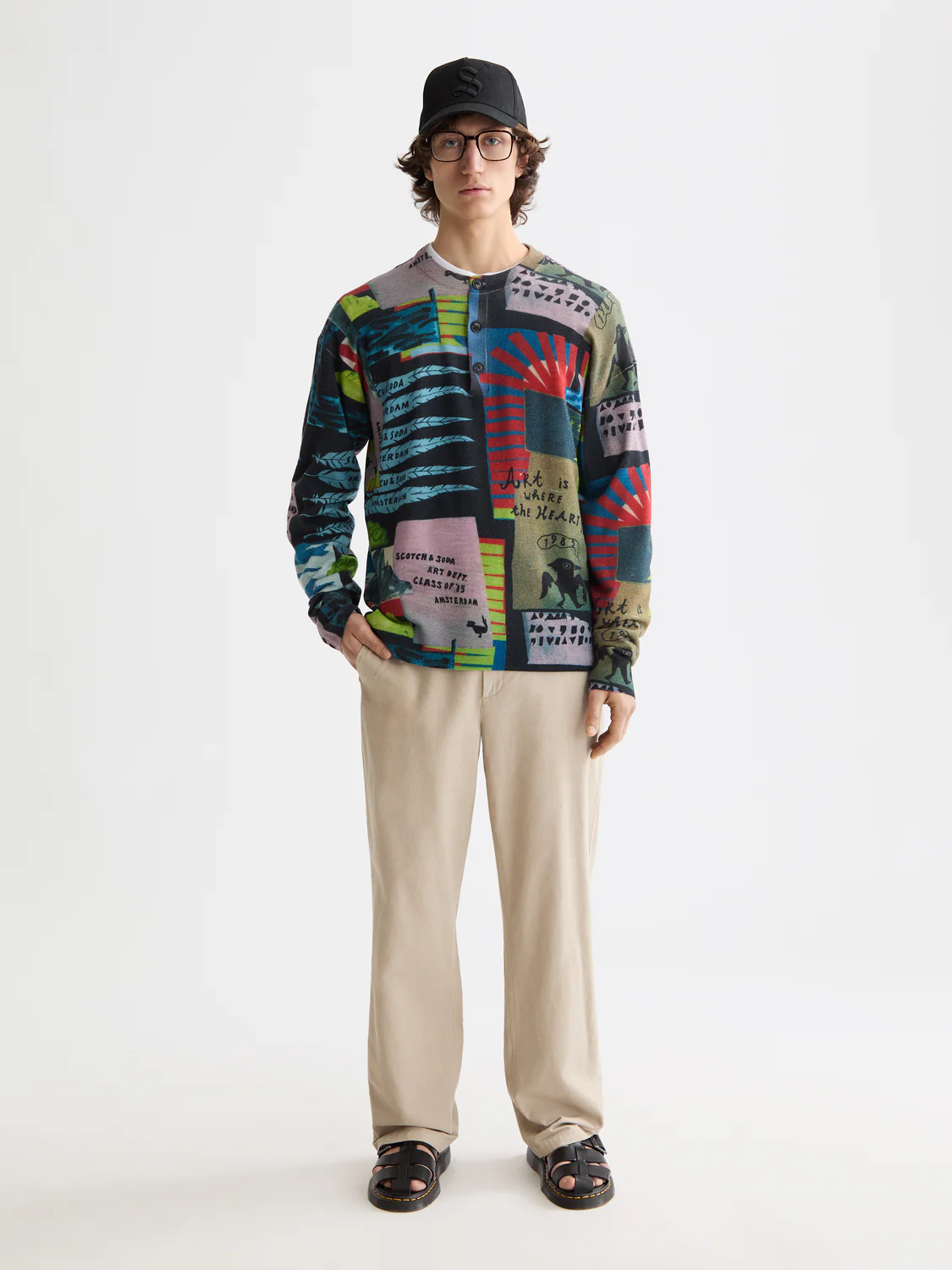 Relaxed-Fit Printed Henley