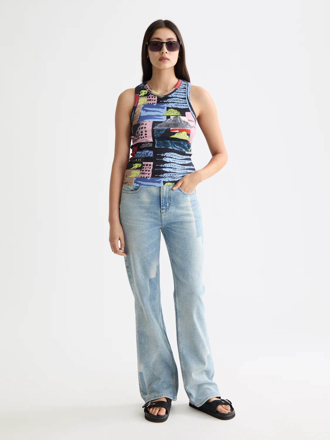 All Over Printed Rib Racer Tank