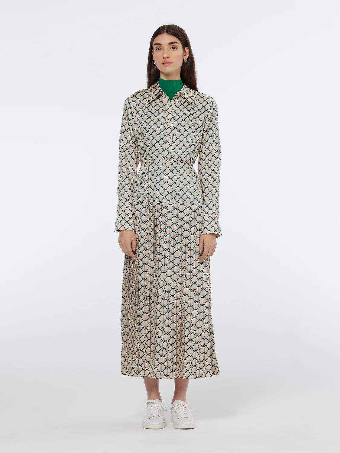 Pleated Printed Maxi Dress