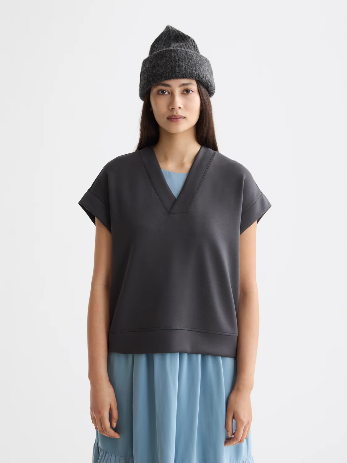 V-Neck Sleeveless Modal Sweatshirt