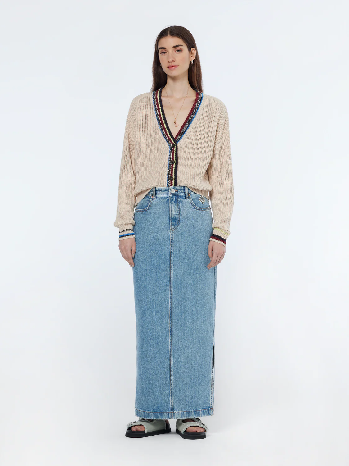 Relaxed Stripe Trim Cardigan