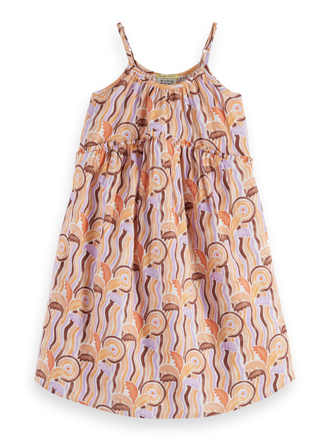 Girls' Crinkle Cotton Printed A-Line Dress