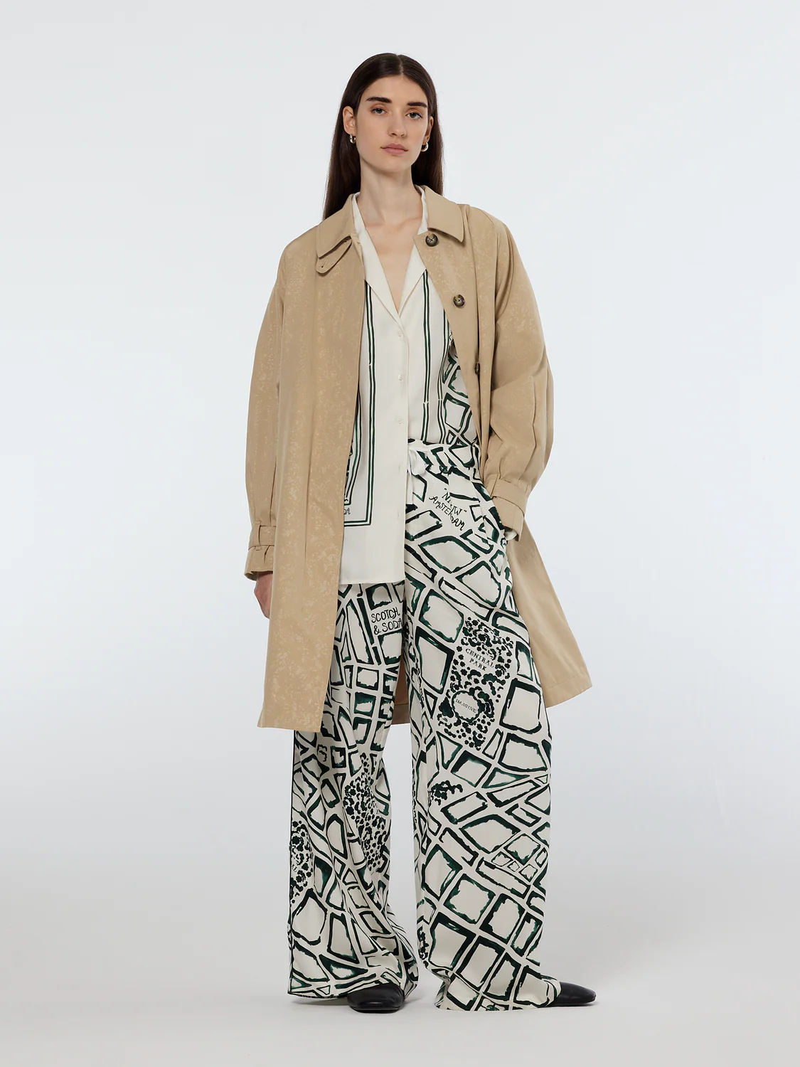 Floral Embossed Cotton Blend Car Coat
