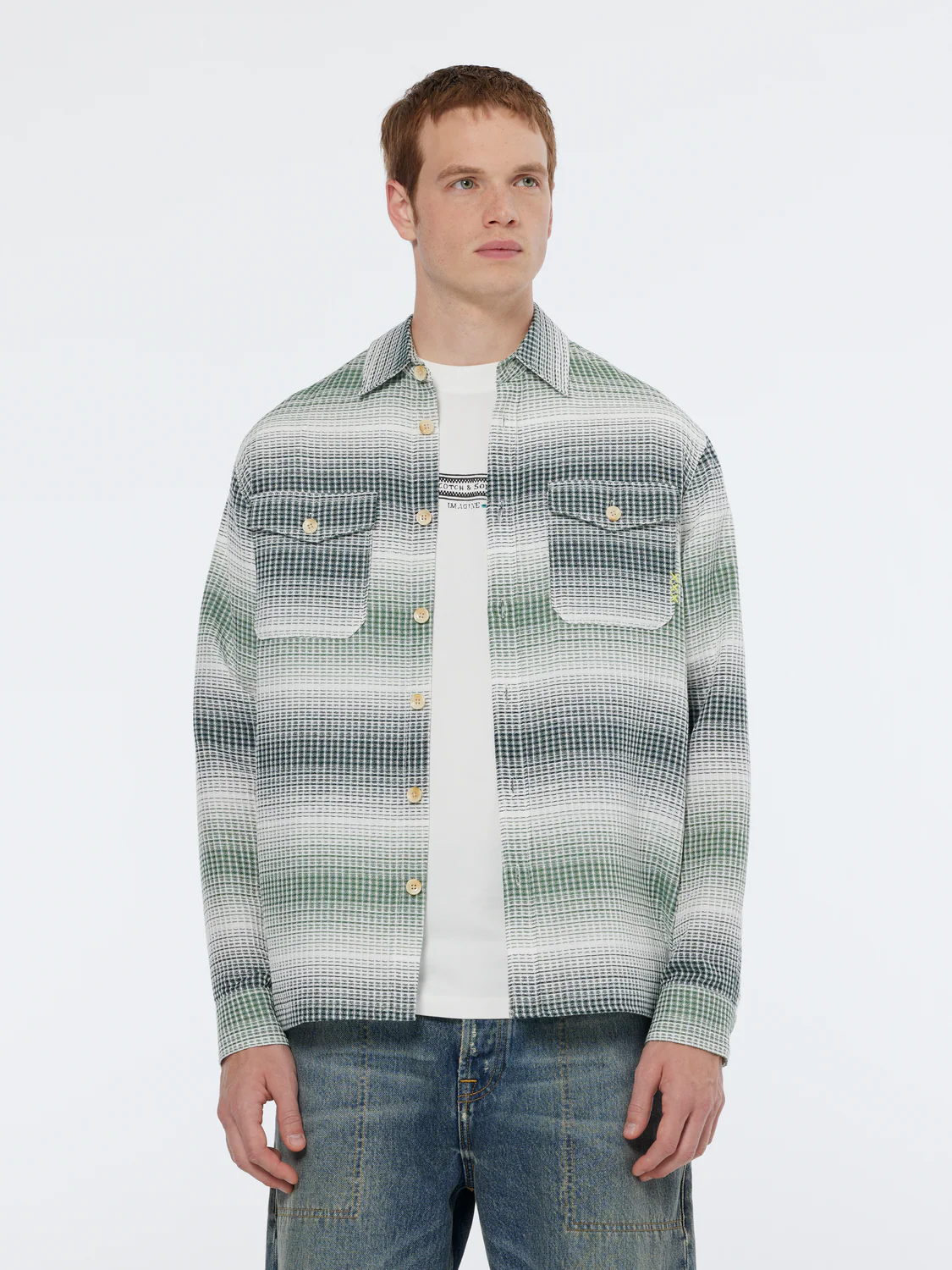 Relaxed Fit Stripe Waffle Shirt