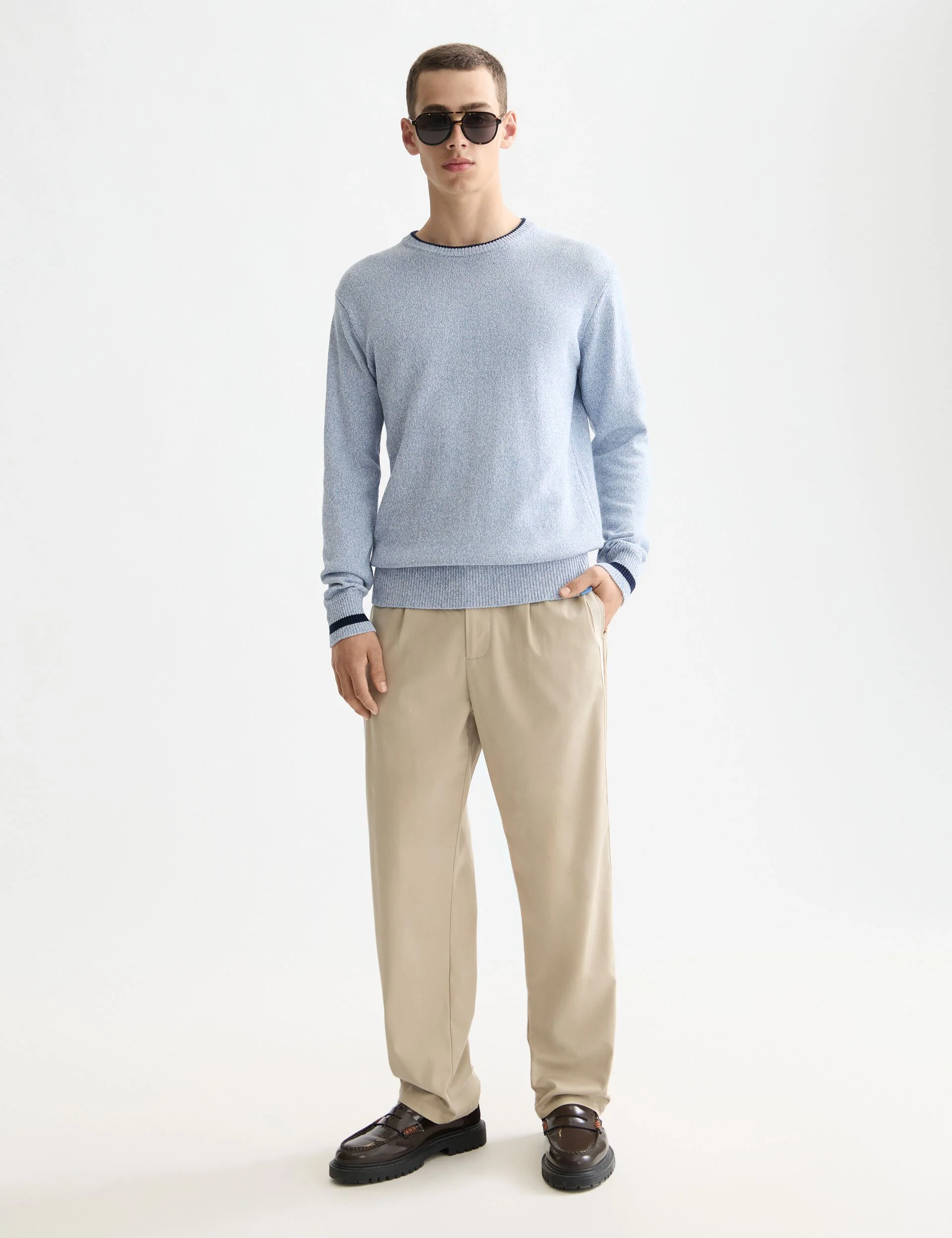 Melange regular fit crew neck