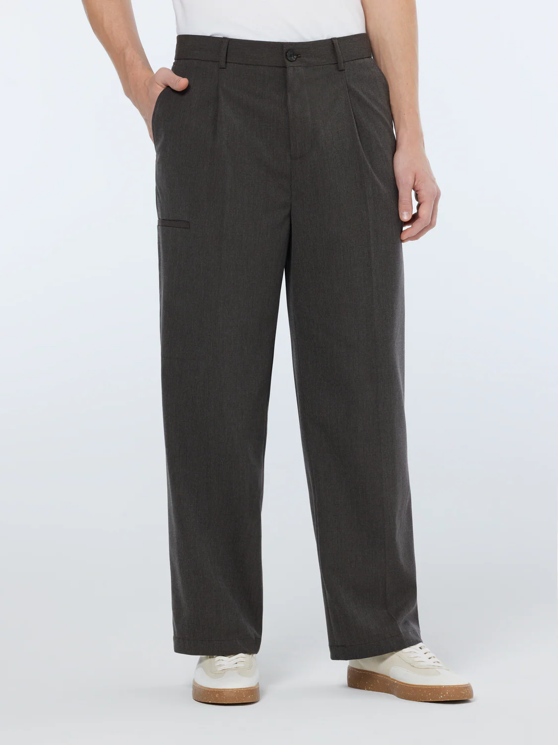 Pocket Detail Wide Fit Melange Chino