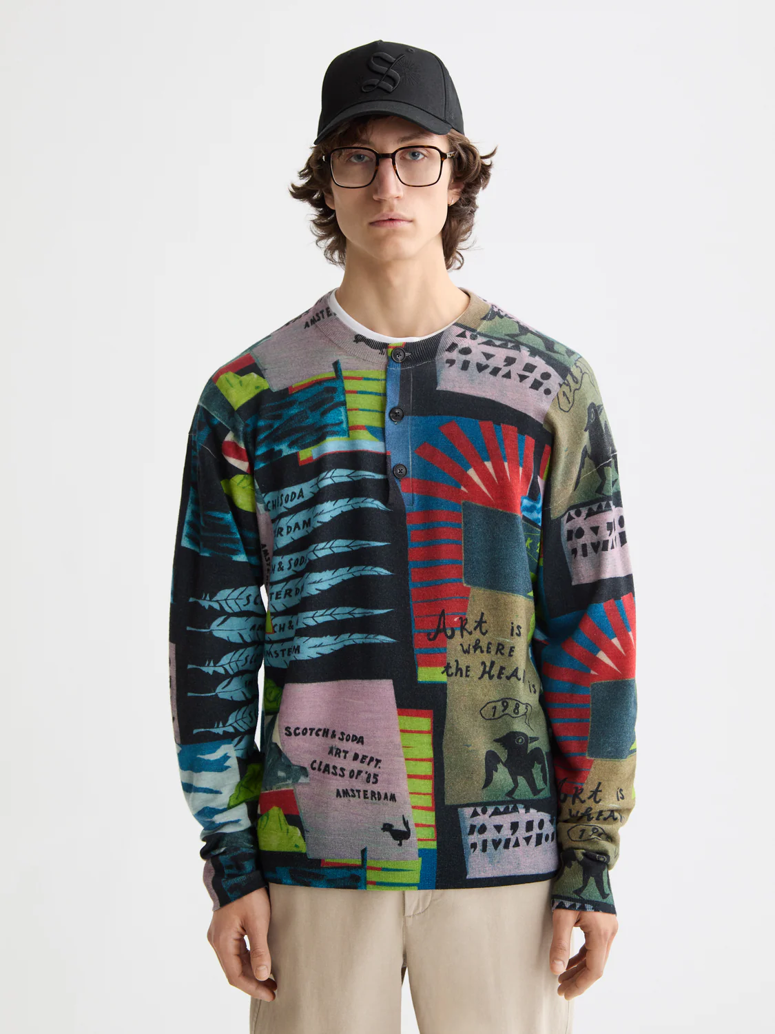 Relaxed-Fit Printed Henley