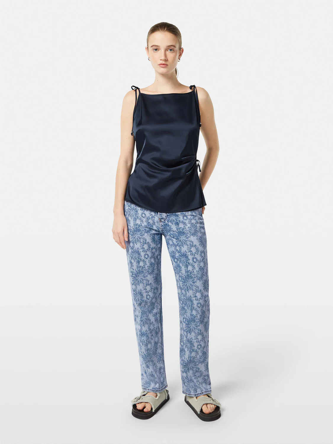 Satin Gathered Tank Top