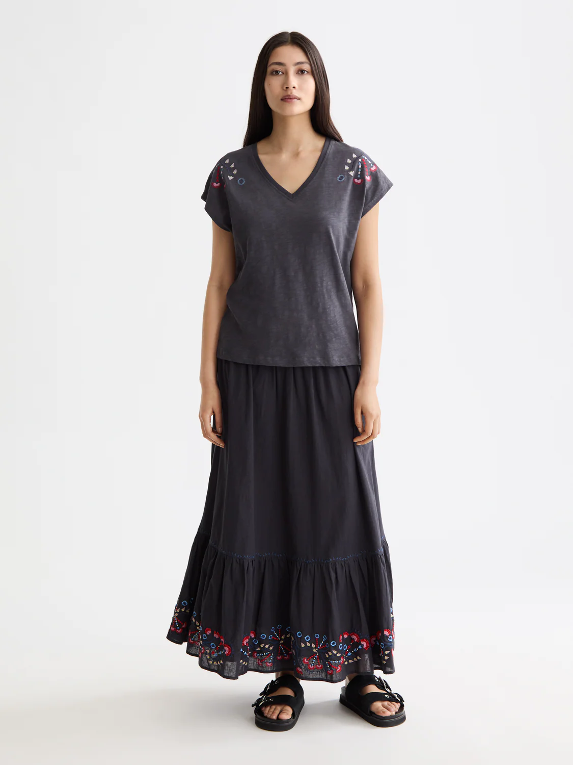 Embroidered V-Neck T-Shirt