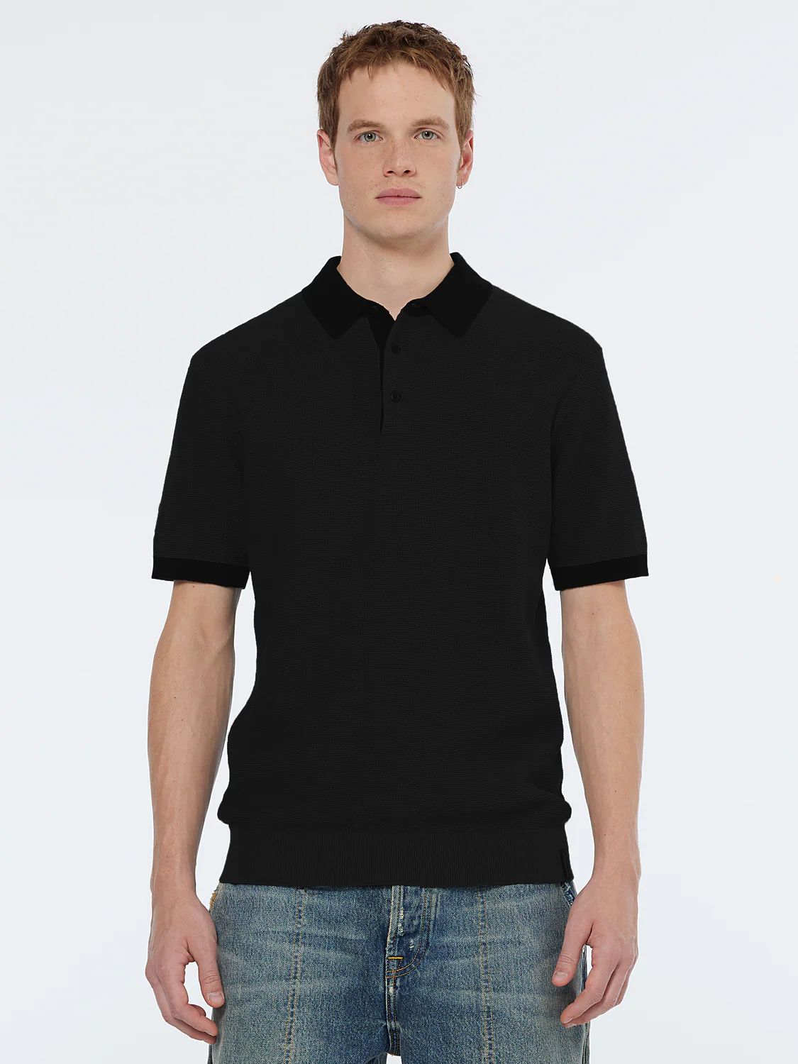 Structured Knit Contrast Polo