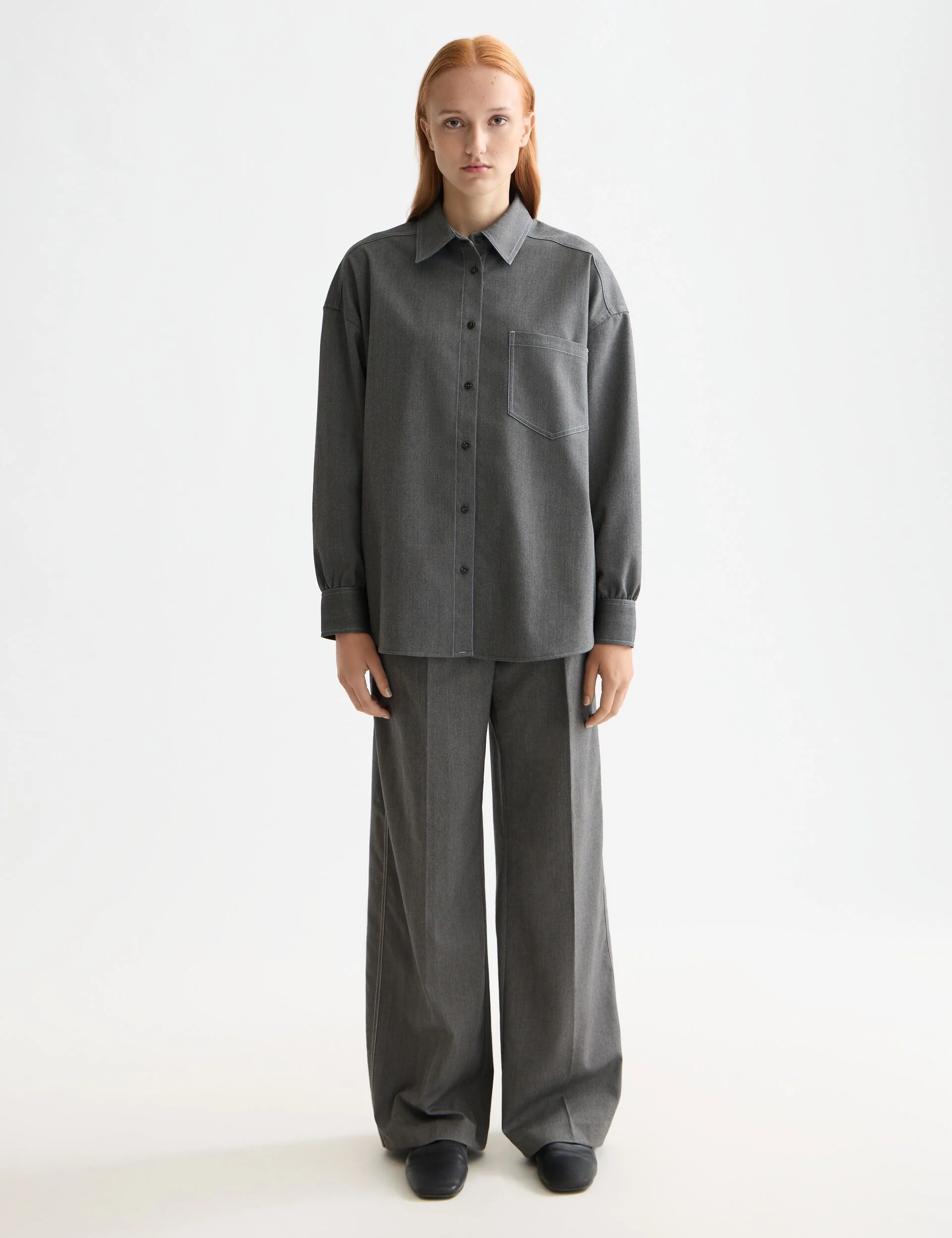 Rose high rise wide leg herringbone pant