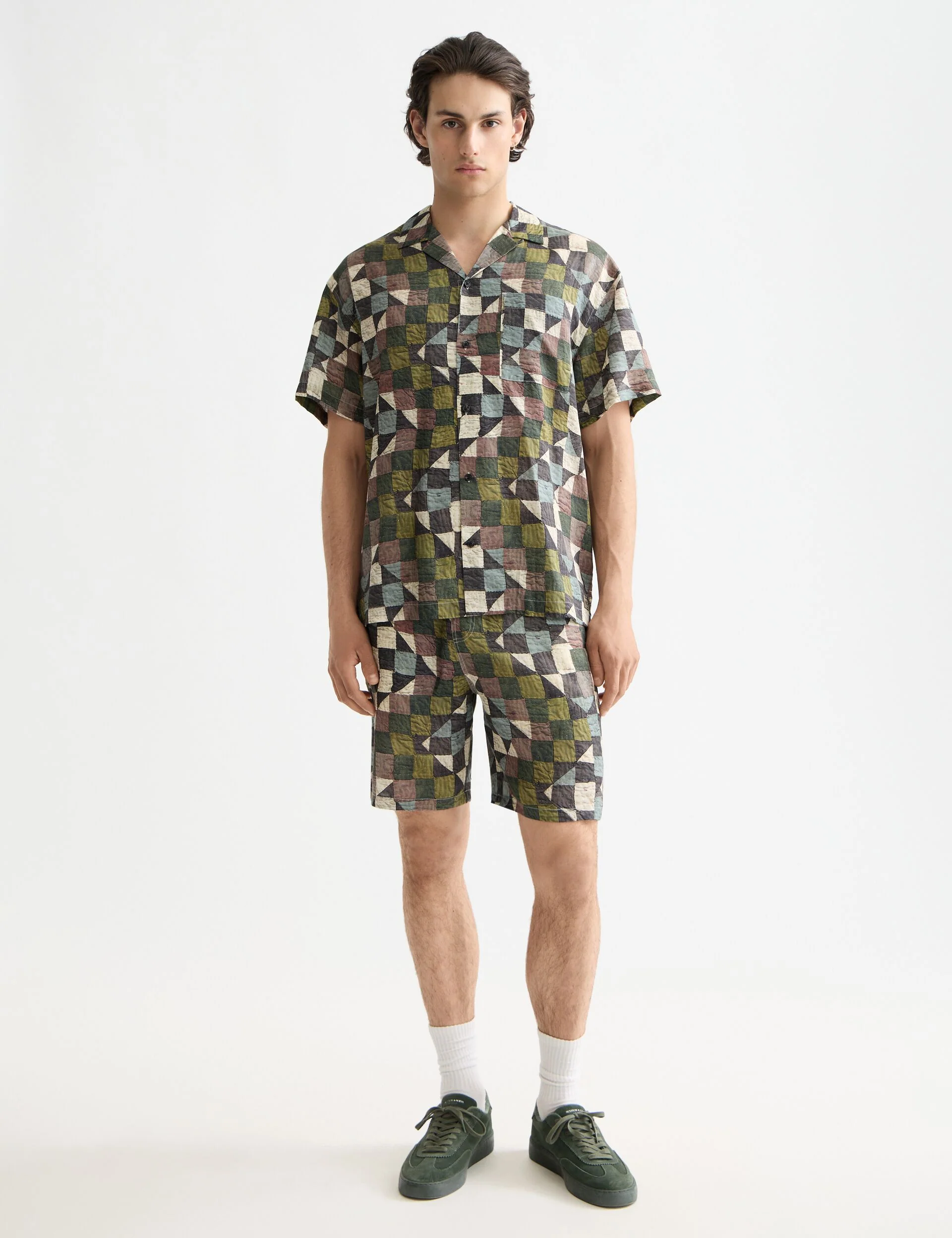 Printed short-sleeved tencel shirt