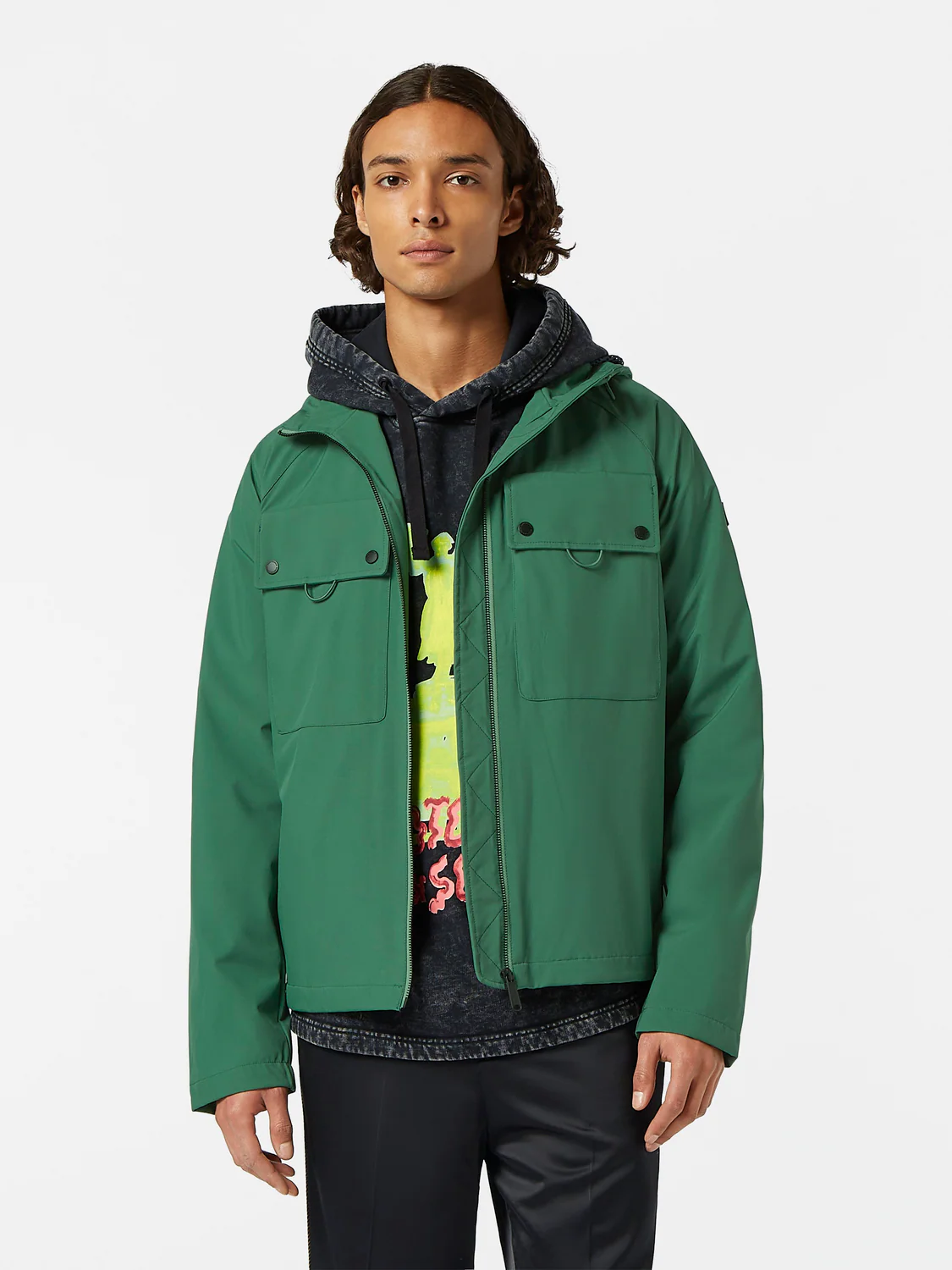 Utility Hooded Softshell Zip Up Jacket