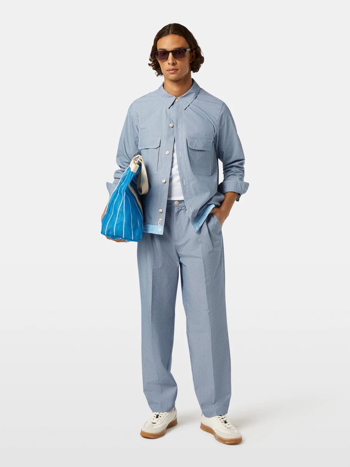 Nylon Trim Seersucker Overshirt