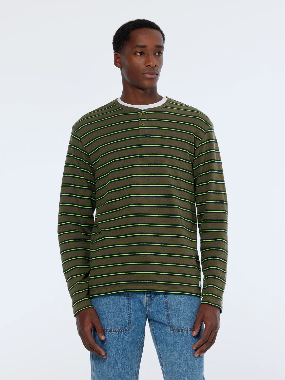 Relaxed Fit Textured Stripe Long Sleeve T-Shirt