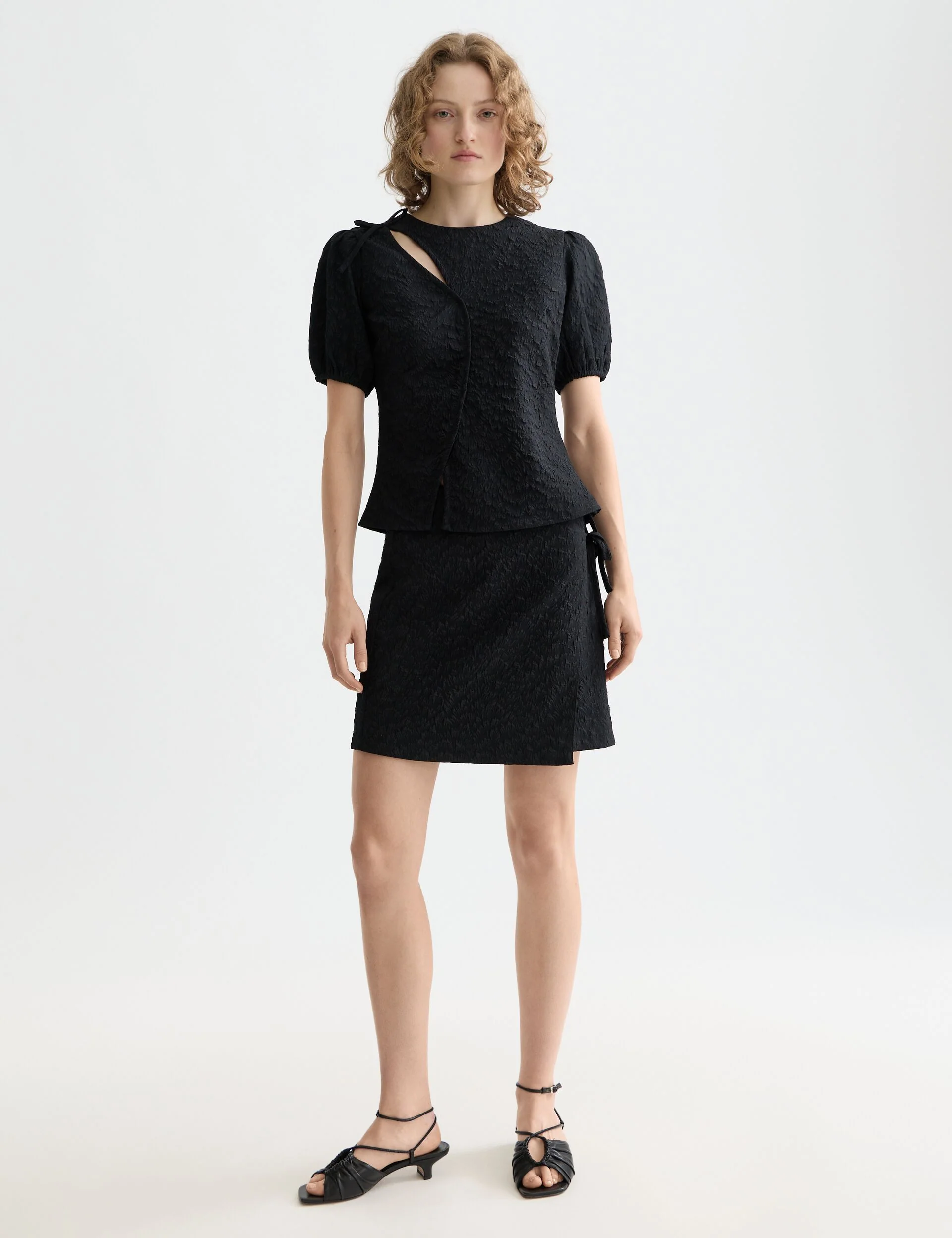 Wrapped and tied mini skirt