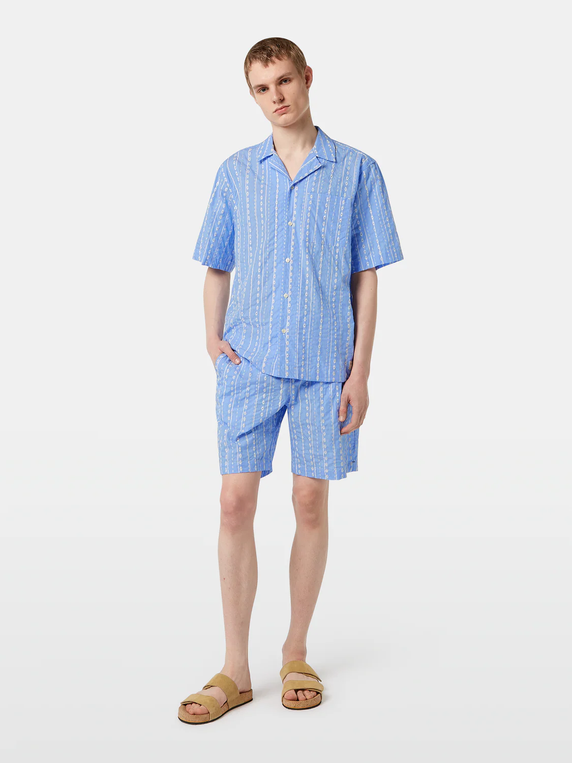 Twilt Embroidered-Stripe Seersucker Bermuda Short