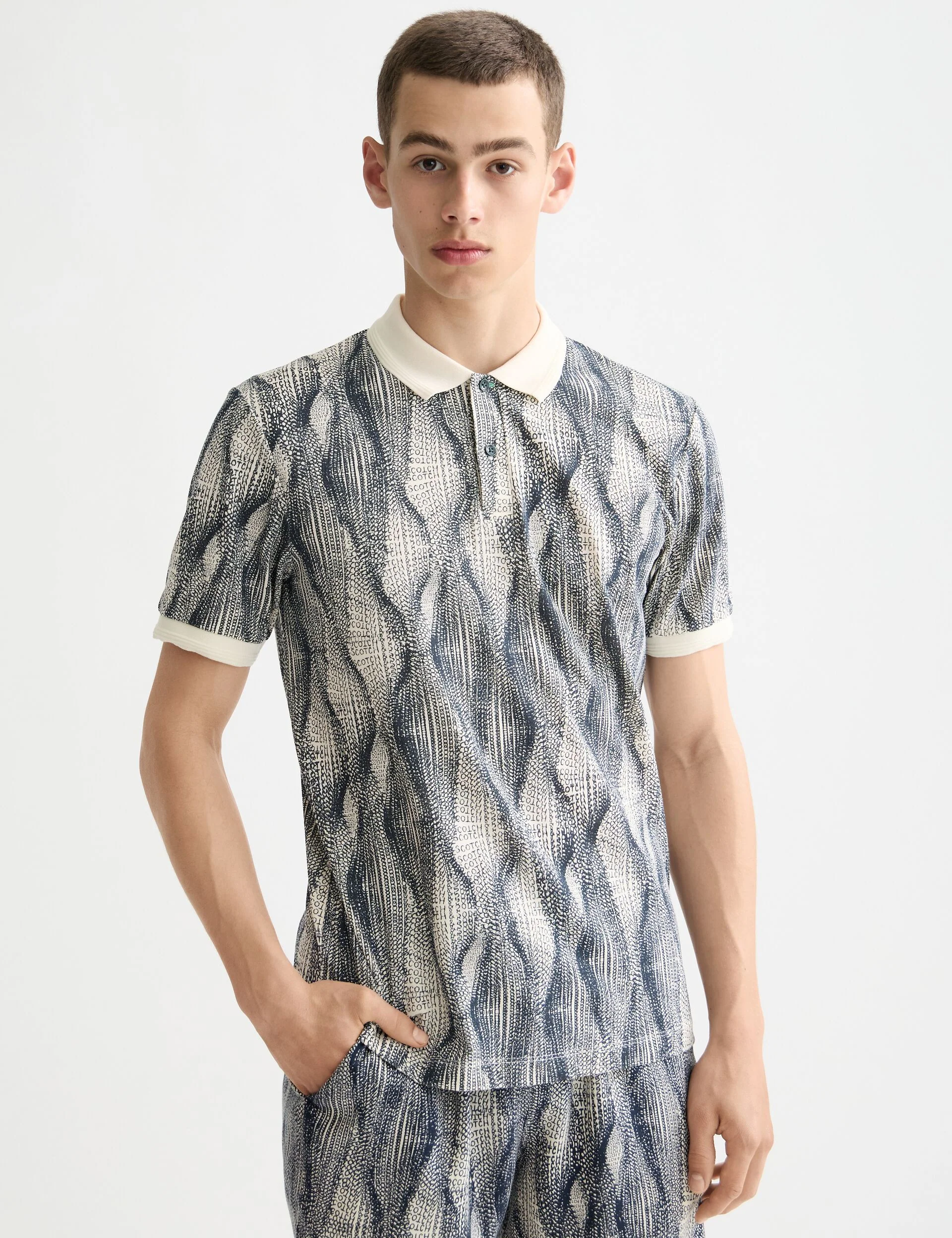 Micro allover print regular fit polo